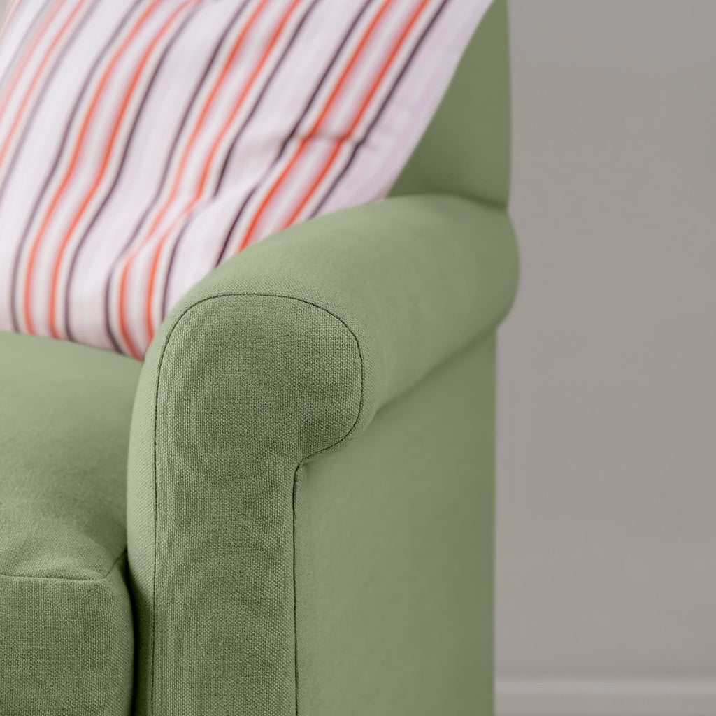 Arm Design Closeup of Idler 4 seater sofa in Laidback Linen Moss - Nicola Harding & Co.