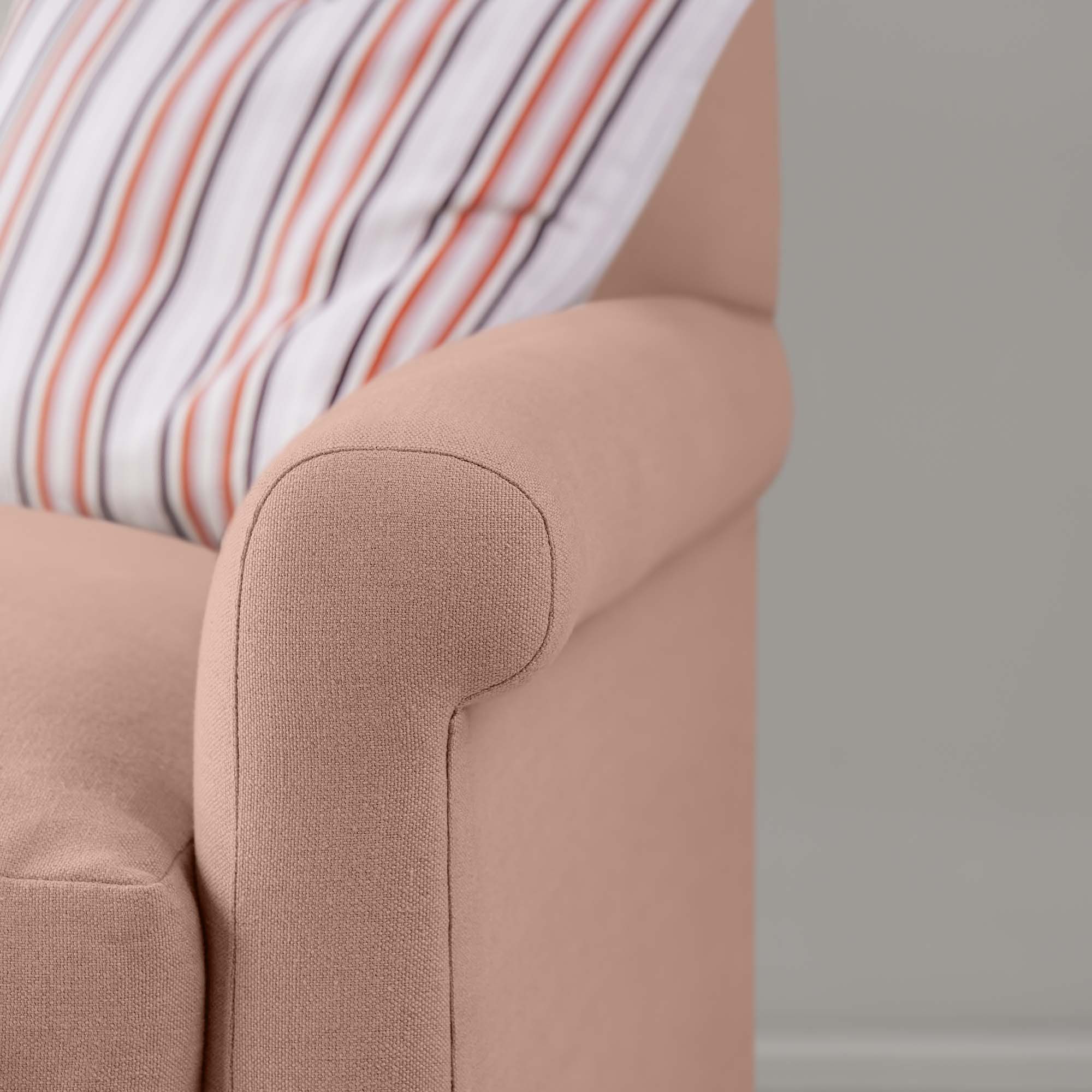 Arm Design Closeup of 4 seater sofa in Laidback Linen Roseberry - Nicola Harding & Co.