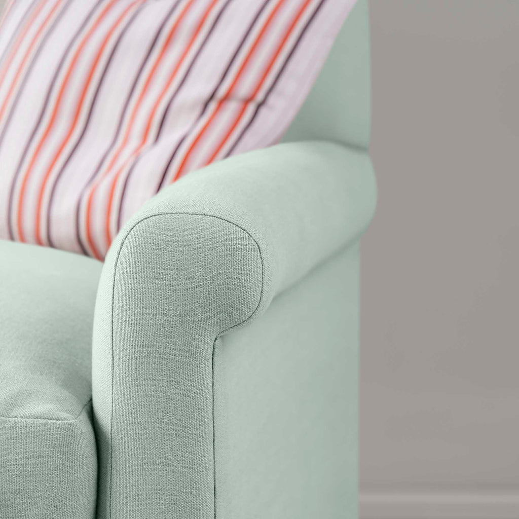 Arm Design Closeup of 4 seater sofa in Laidback Linen Sky - Nicola Harding & Co.