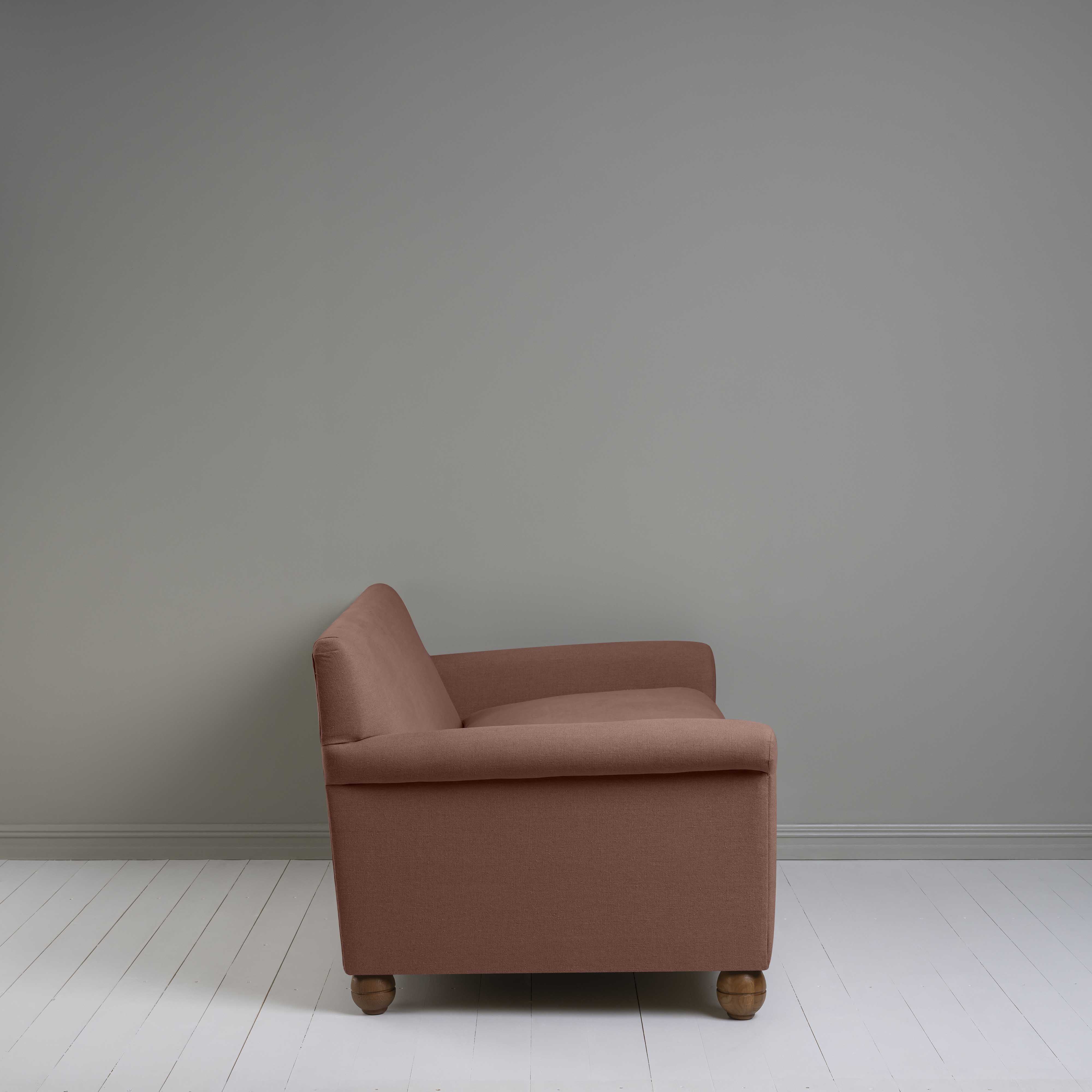 Side View of Idler 4 seater sofa in Laidback Linen Sweet Briar - Nicola Harding