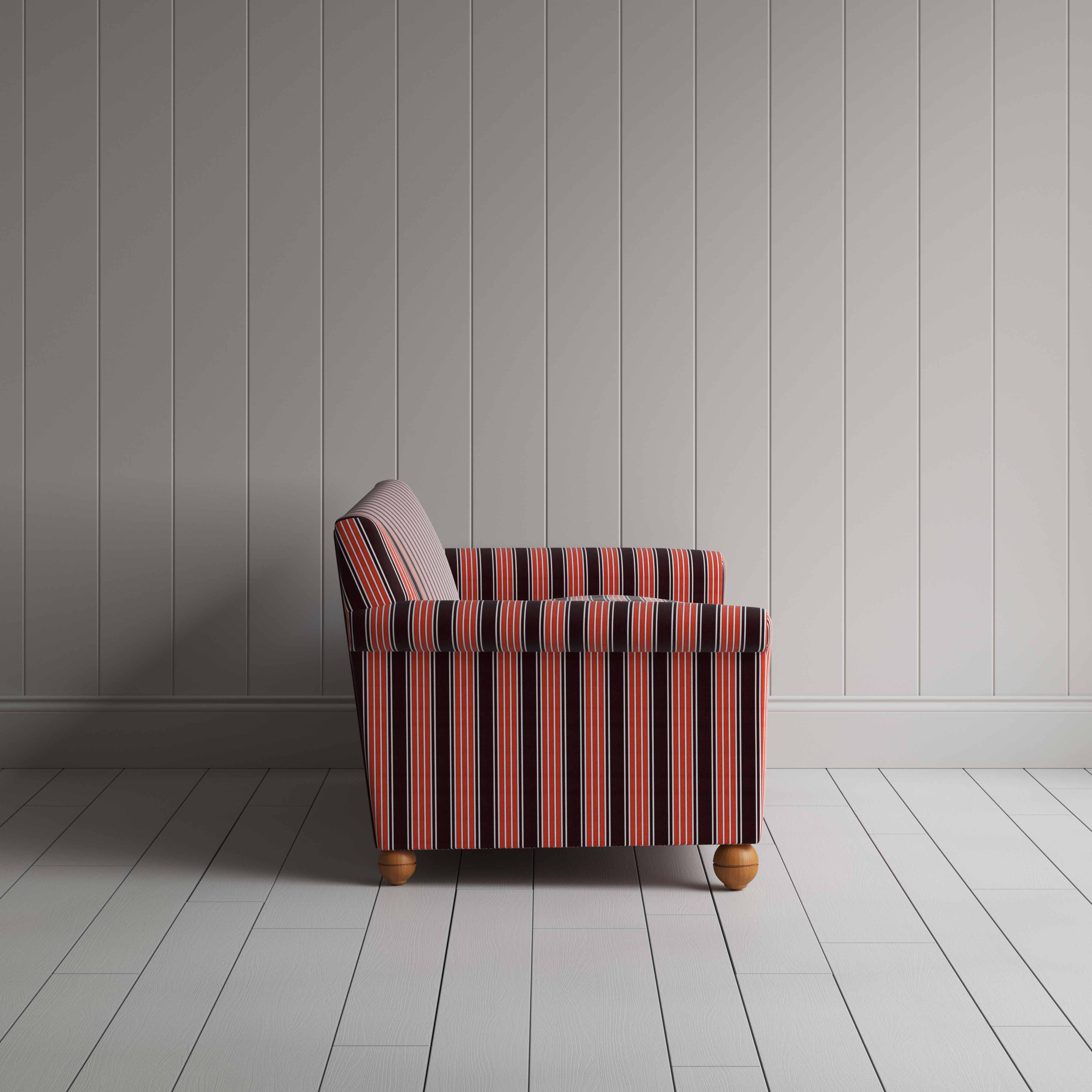 Idler 3 Seater Sofa in Regatta Cotton, Flame - Nicola Harding