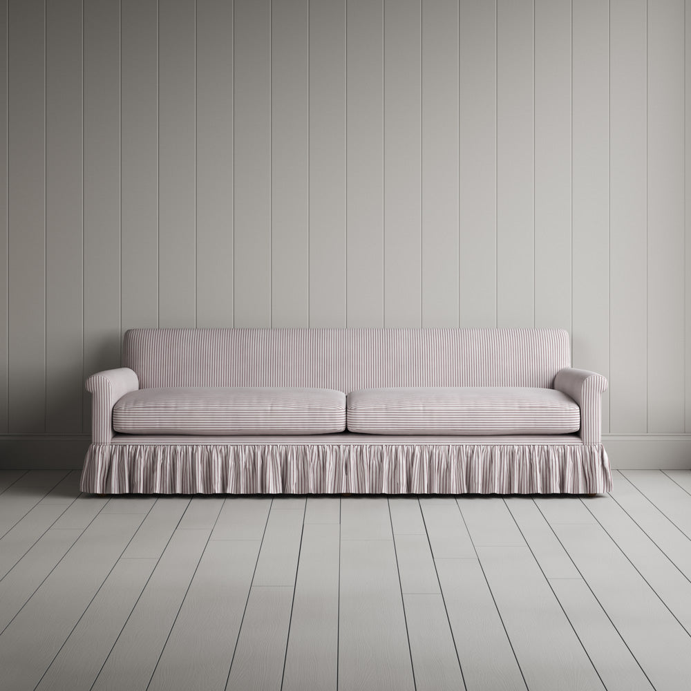 Curtain Call 4 Seater Sofa in Ticking Cotton, Berry