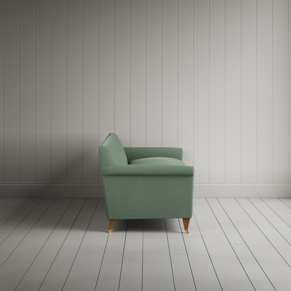 Side profile of Idler 4 seater sofa in Laidback Linen Moss