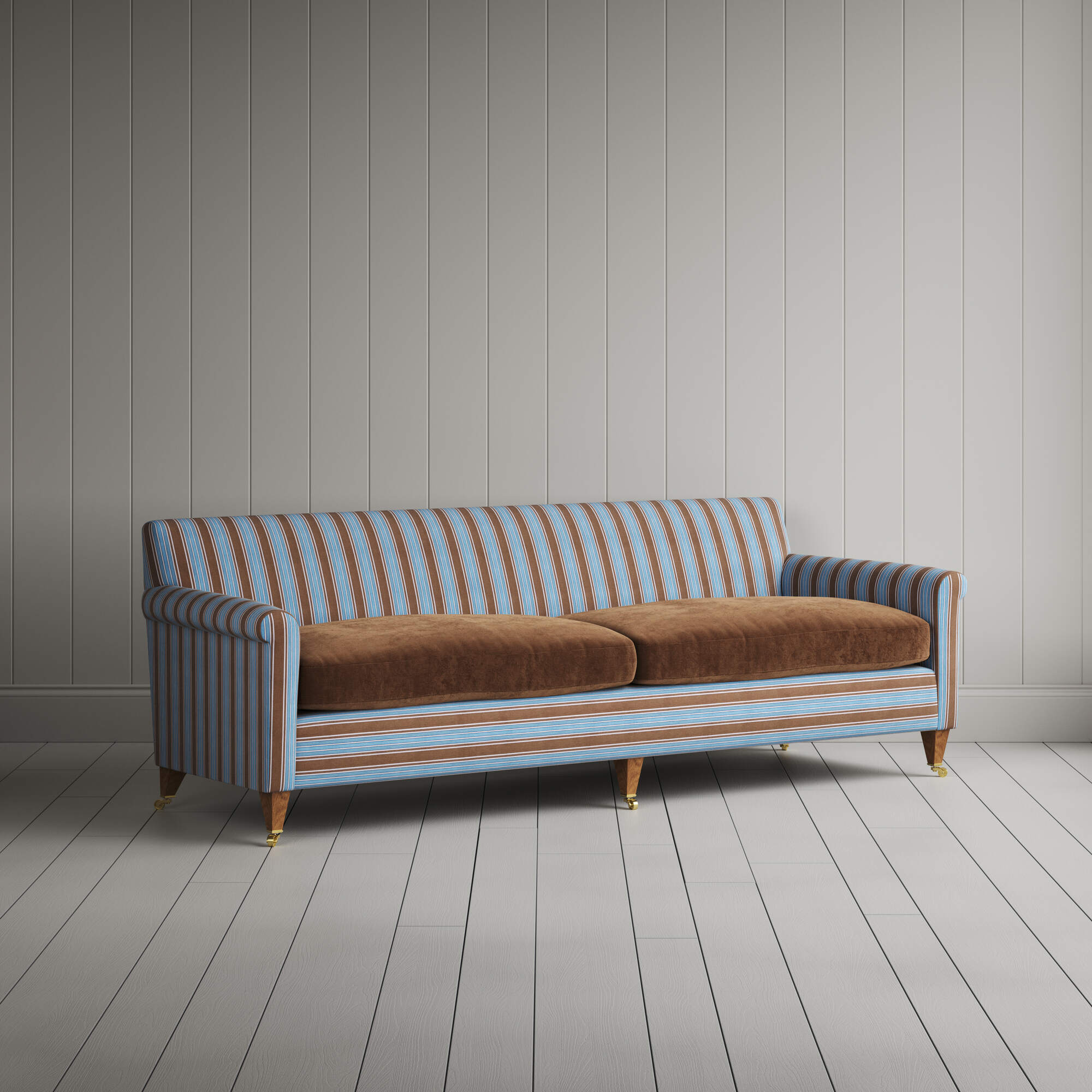 Angled view of the Regatta Blue Idler sofa by NiX