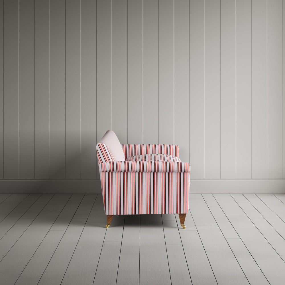 Side View of Idler 4 Seater Sofa in Slow Lane Cotton Linen, Berry