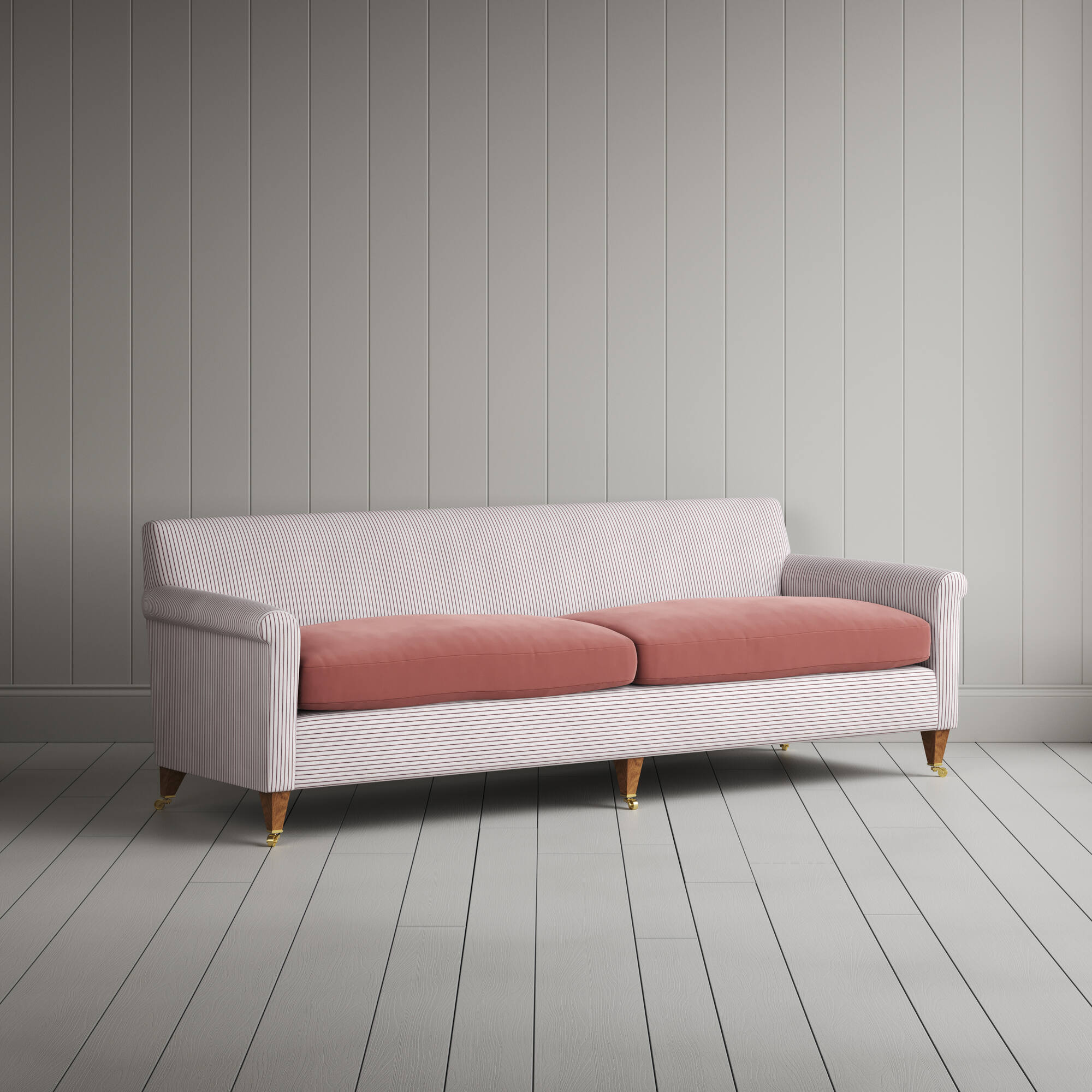 Angled view of the Ticking Berry 4-seater Idler sofa by NiX