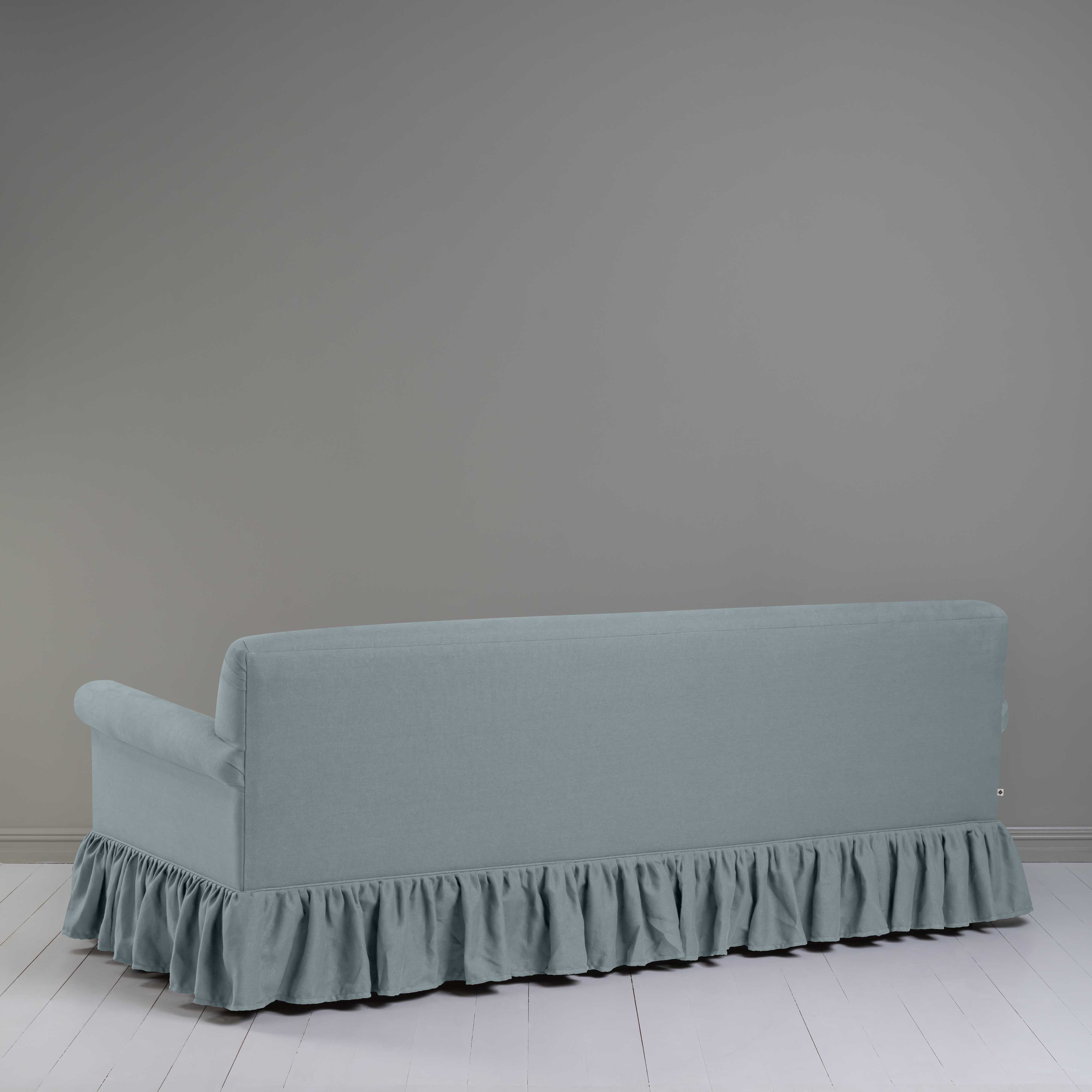 Curtain Call 4 Seater Sofa in Laidback Linen Cerulean, Back View - Nicola Harding