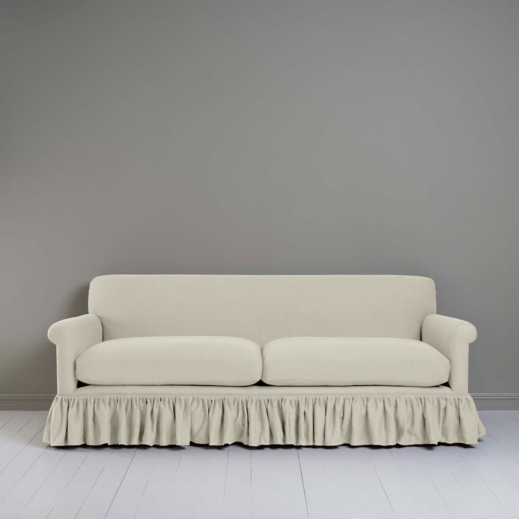 Curtain Call 4 Seater Sofa in Laidback Linen Dove, Front View - Nicola Harding