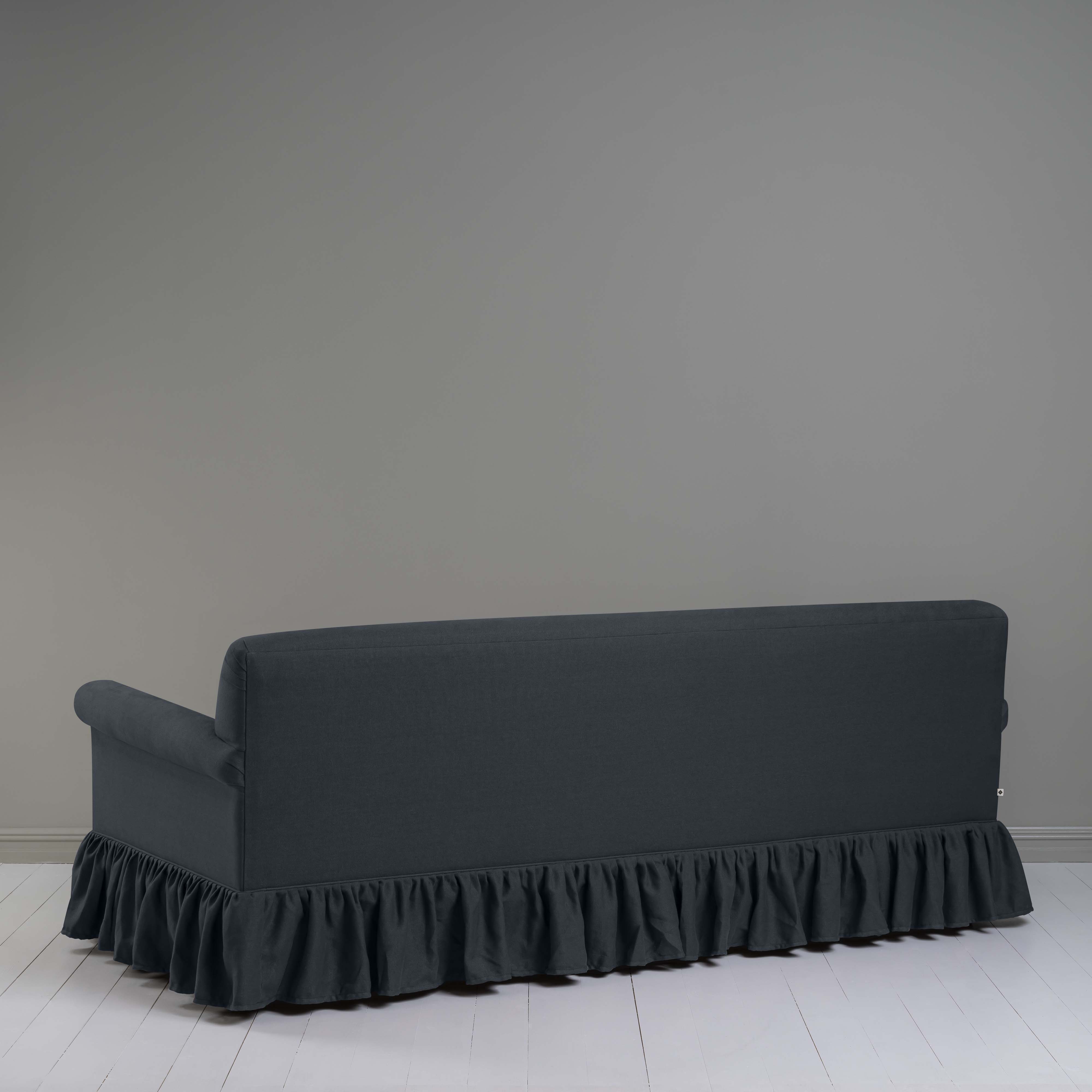 Curtain Call 4 Seater Sofa in Laidback Linen Midnight, Back View - Nicola Harding
