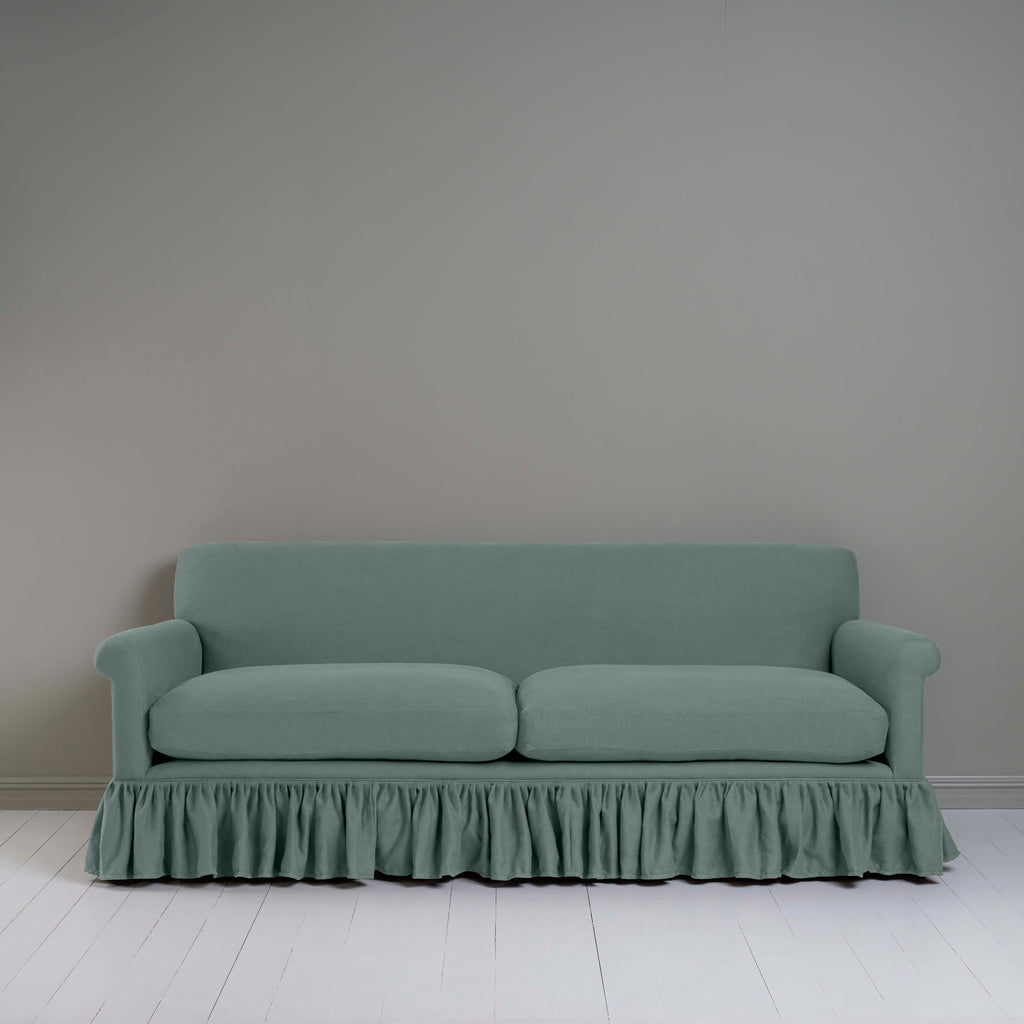 Curtain Call 4 Seater Sofa in Laidback Linen Mineral, Front View - Nicola Harding