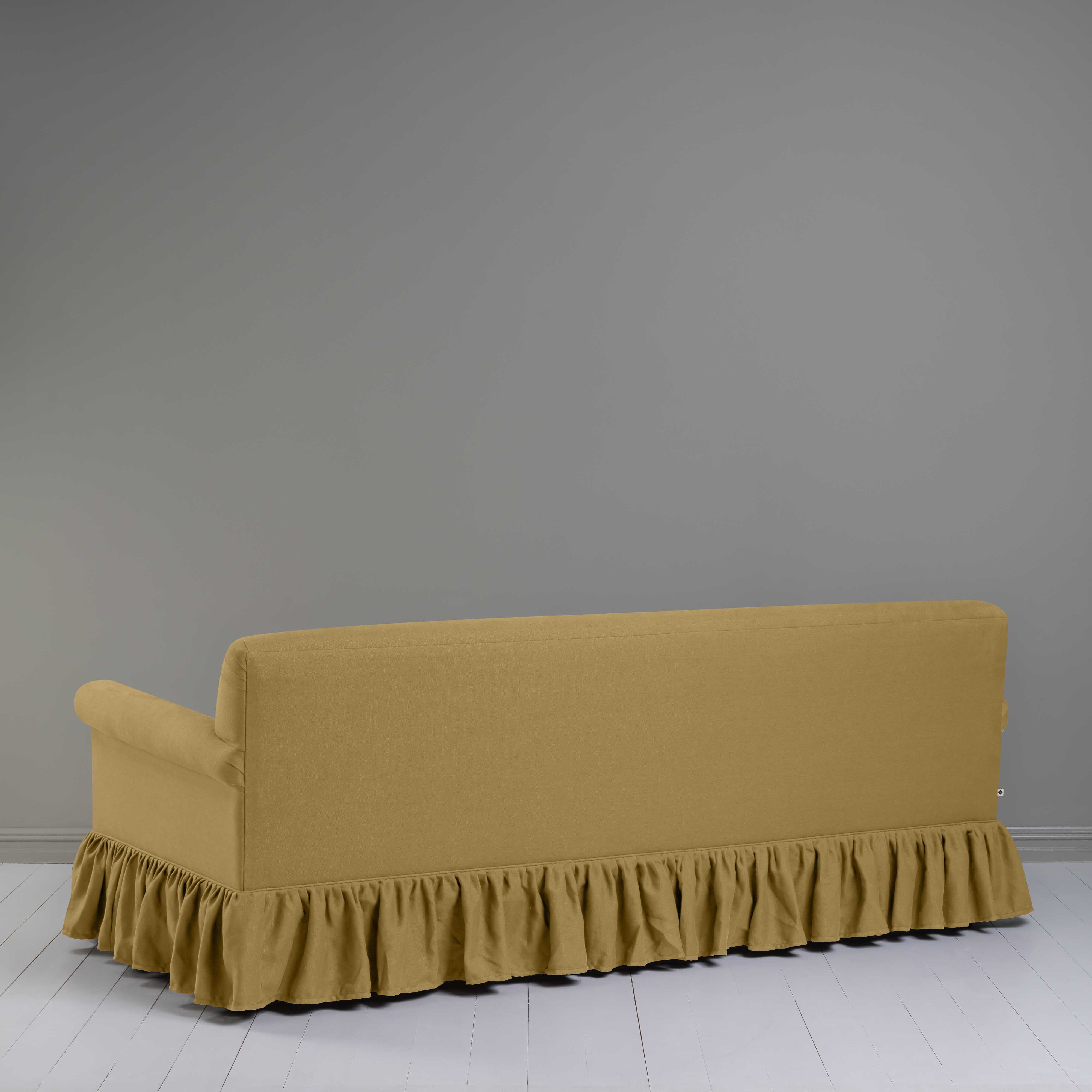 Curtain Call 4 Seater Sofa in Laidback Linen Ochre, Back View - Nicola Harding