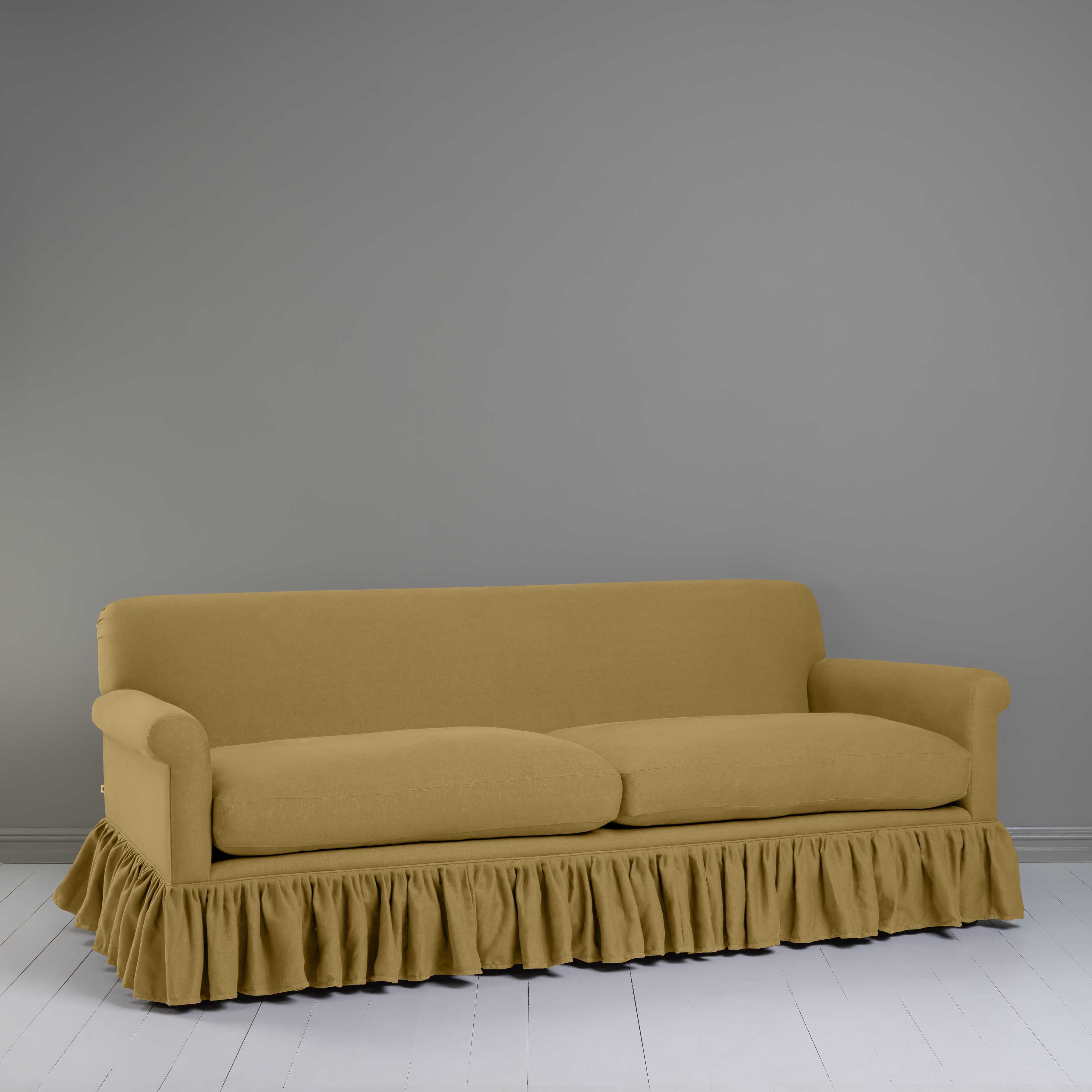 Curtain Call 4 Seater Sofa in Laidback Linen Ochre - Nicola Harding