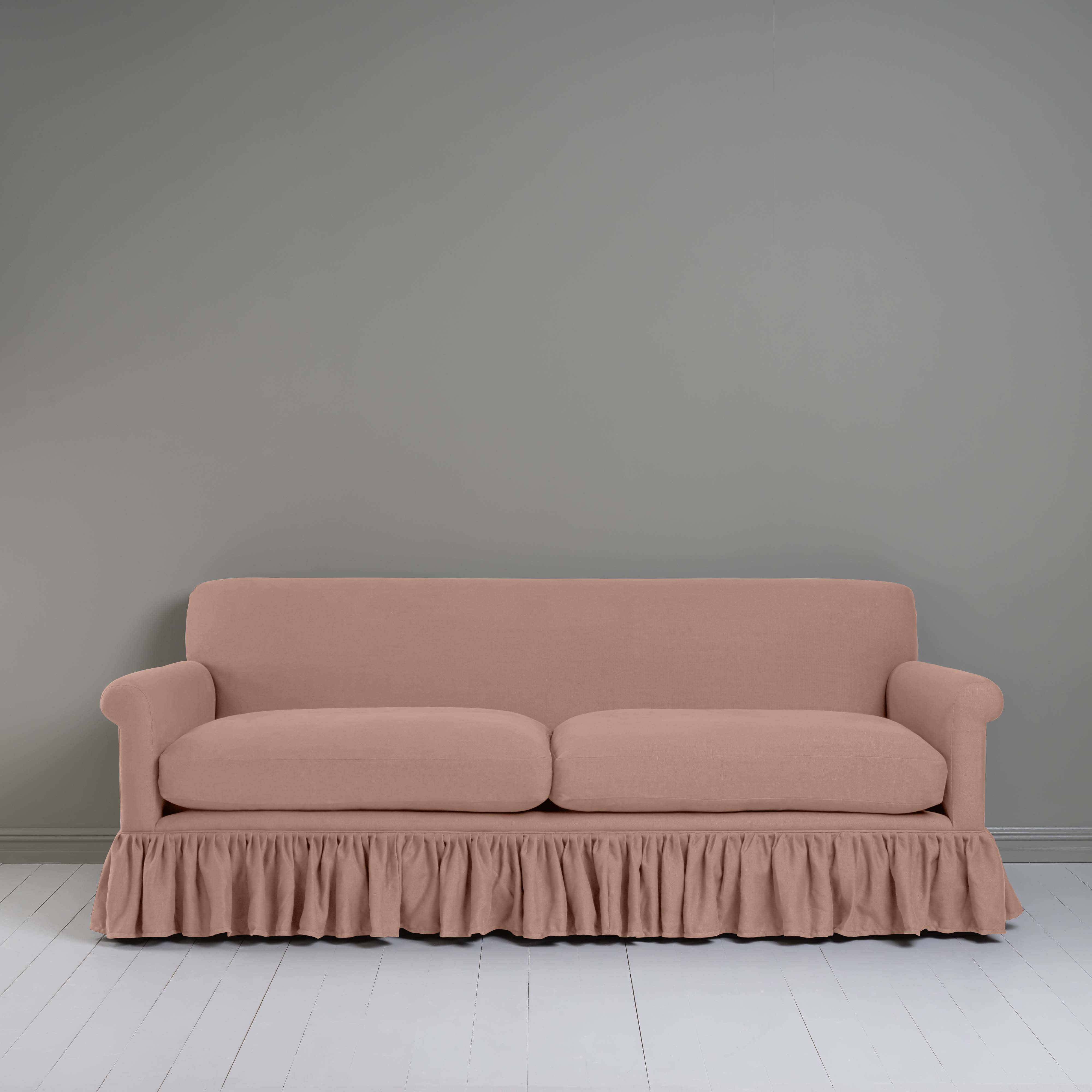 Curtain Call 4 Seater Sofa in Laidback Linen Roseberry, Front View - Nicola Harding