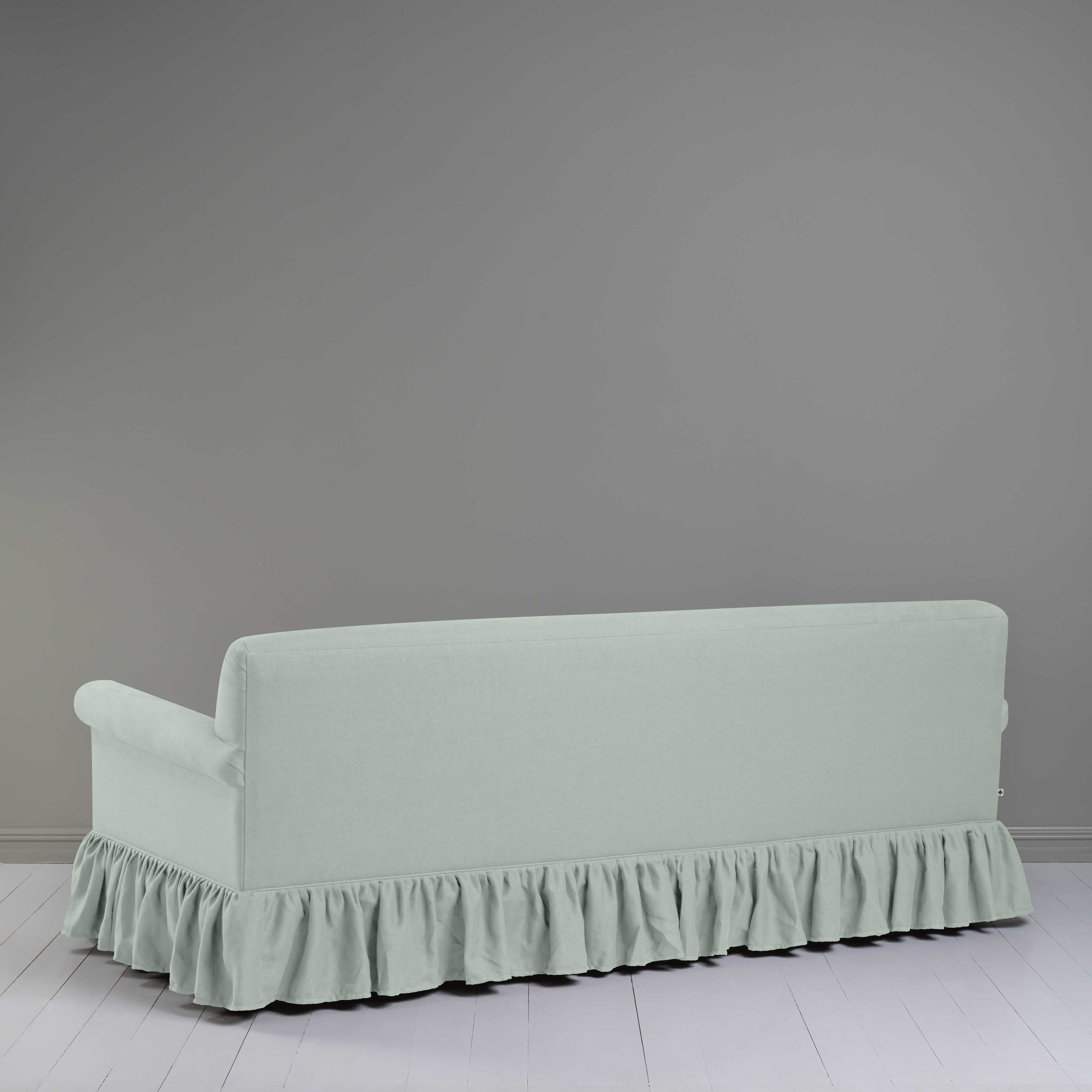 Curtain Call 4 Seater Sofa in Laidback Linen Sky, Back View - Nicola Harding