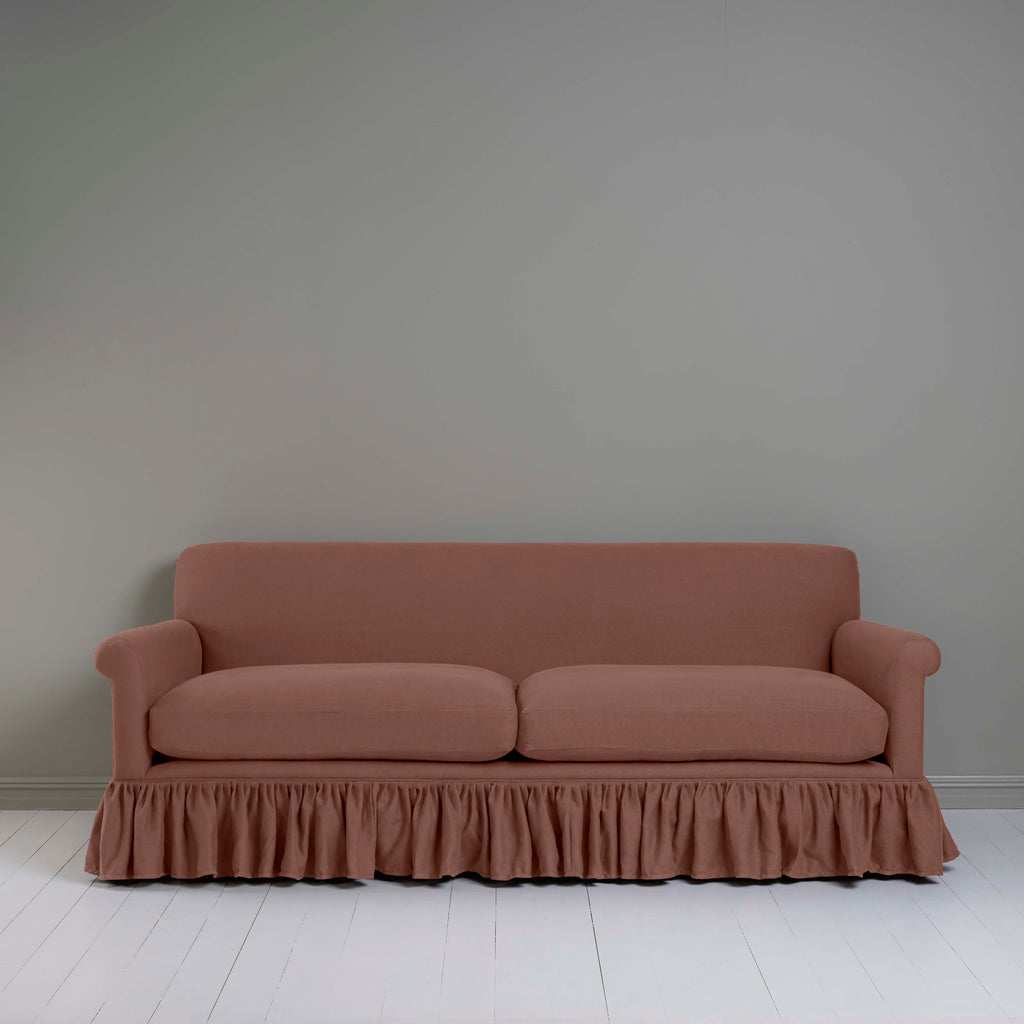 Curtain Call 4 Seater Sofa in Laidback Linen Sweet Briar, Front View - Nicola Harding