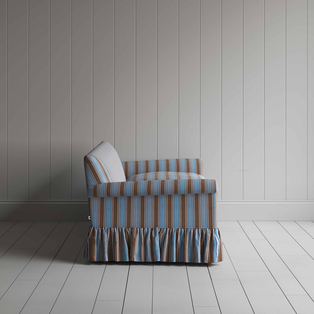 Curtain Call 4 Seater Sofa in Regatta Cotton, Blue, Side View - Nicola Harding