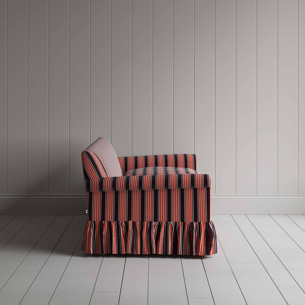 Curtain Call 4 Seater Sofa in Regatta Cotton, Flame, Side View - Nicola Harding