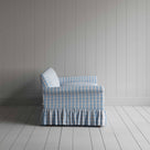 Curtain Call 4 Seater Sofa in Square Deal Cotton, Blue Brown, Side View - Nicola Harding