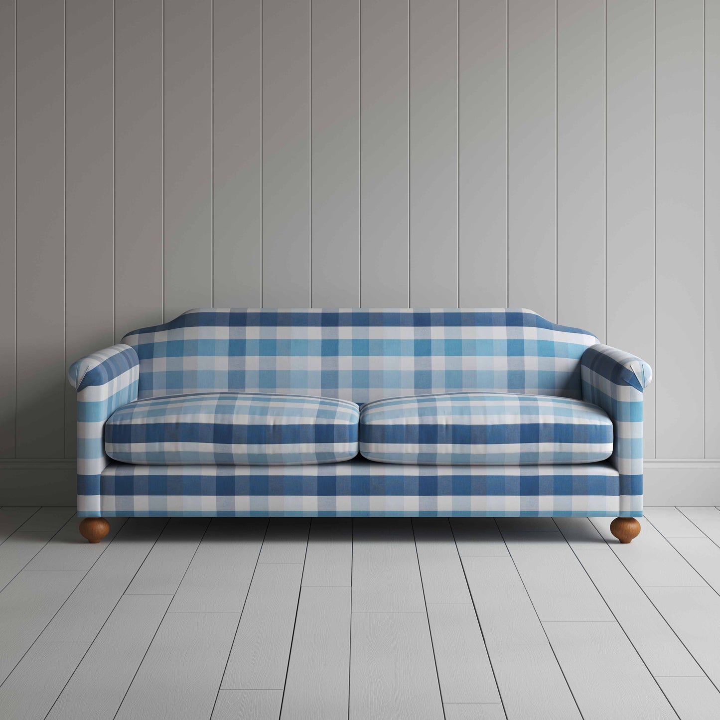 Dolittle 4 Seater Sofa in Checkmate Cotton, Blue