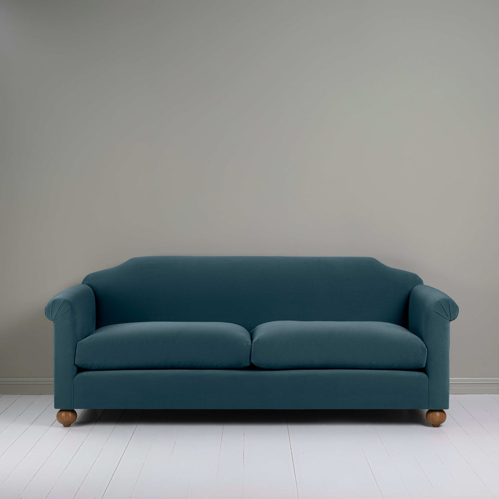 Dolittle 4 seater Sofa in Intelligent Velvet Aegean, Front View - Nicola Harding