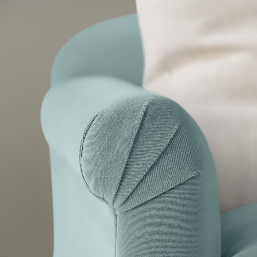 Dolittle 4 seater Sofa in Intelligent Velvet Mineral, Arm Design Closeup - Nicola Harding