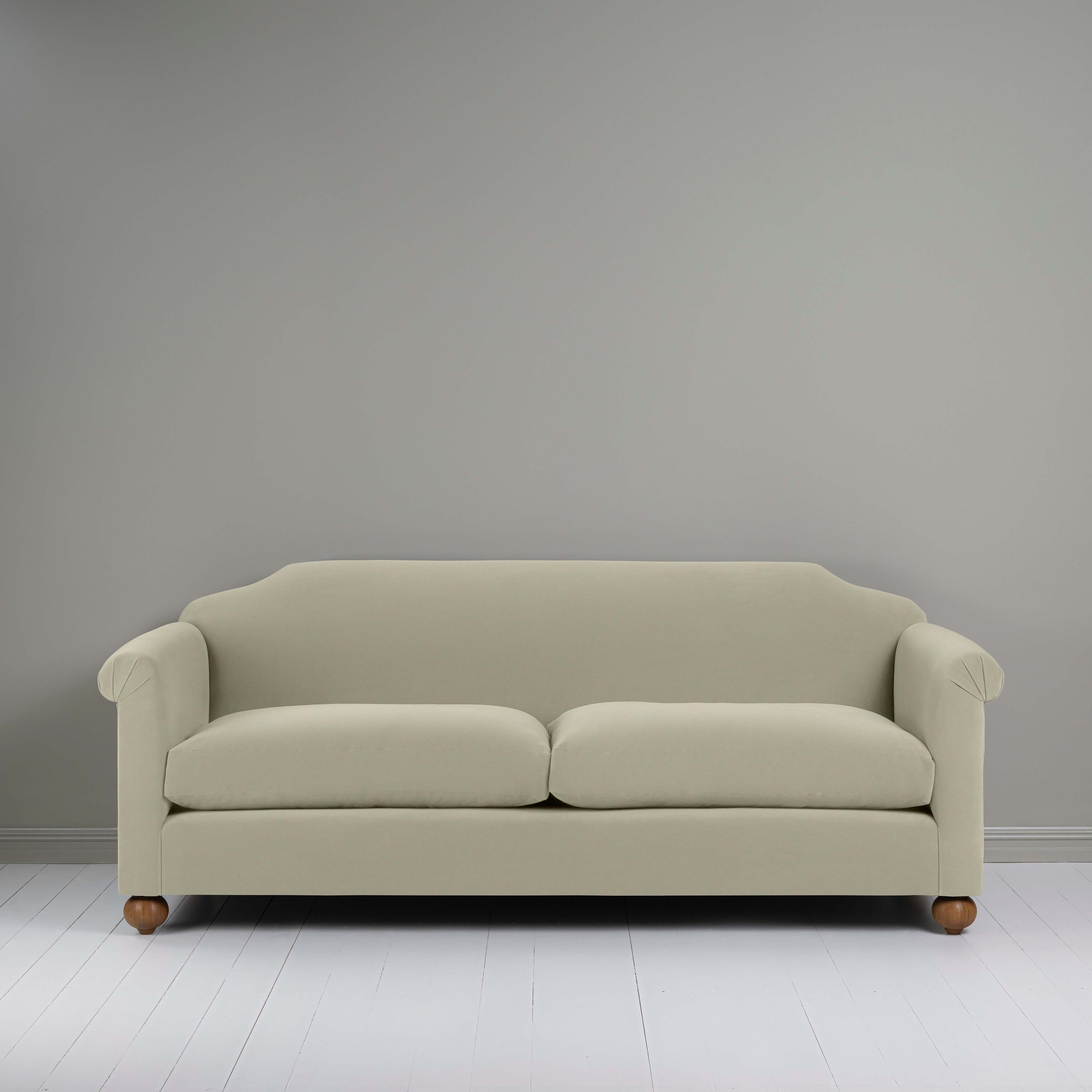 Dolittle 4 seater Sofa in Intelligent Velvet Moonstone, Front View - Nicola Harding