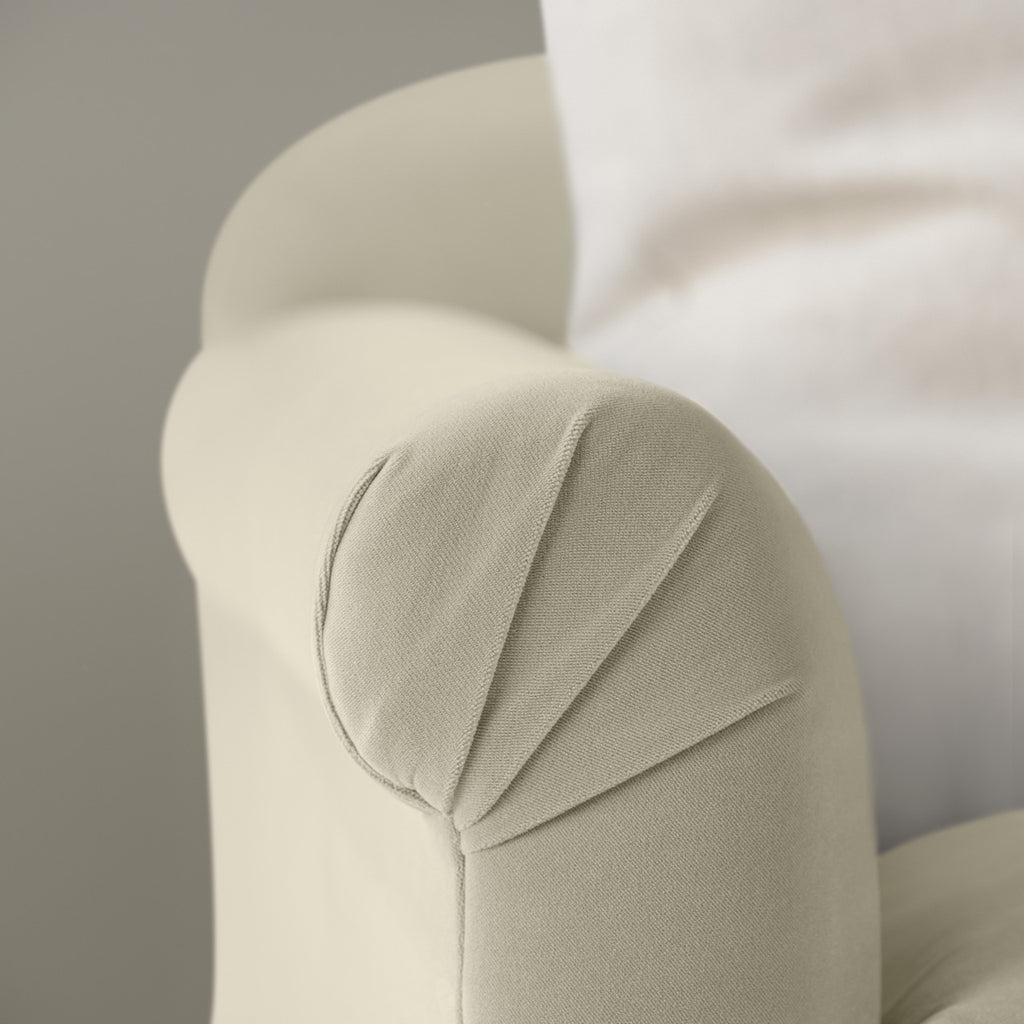 Dolittle 4 seater Sofa in Intelligent Velvet Moonstone, Arm Design Closeup - Nicola Harding
