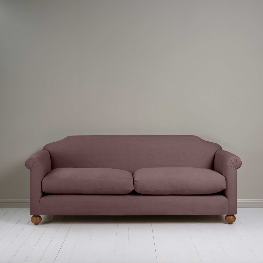 Dolittle 4 seater Sofa in Laidback Linen Damson, Front View - Nicola Harding