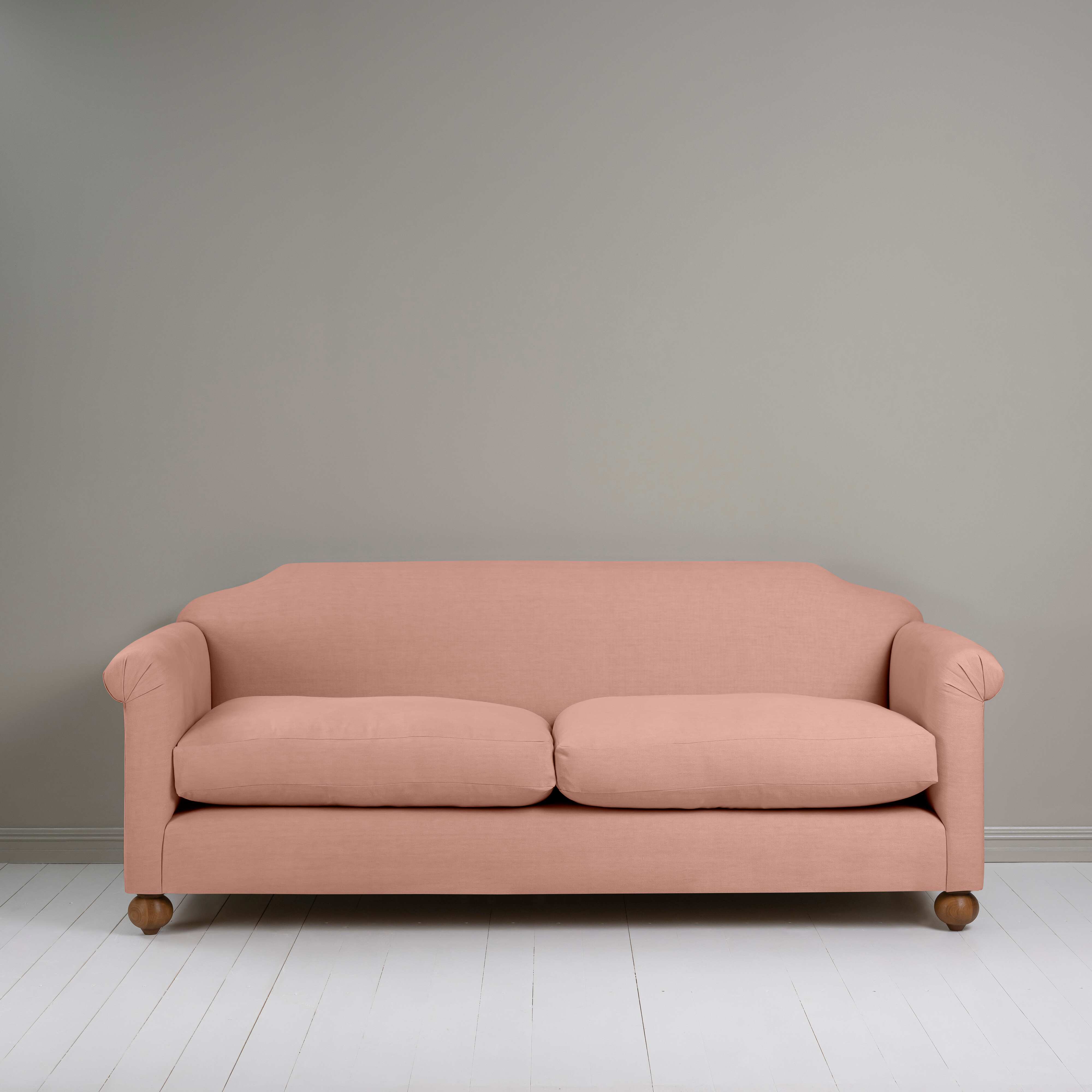 Dolittle 4 seater Sofa in Laidback Linen Roseberry, Front View - Nicola Harding