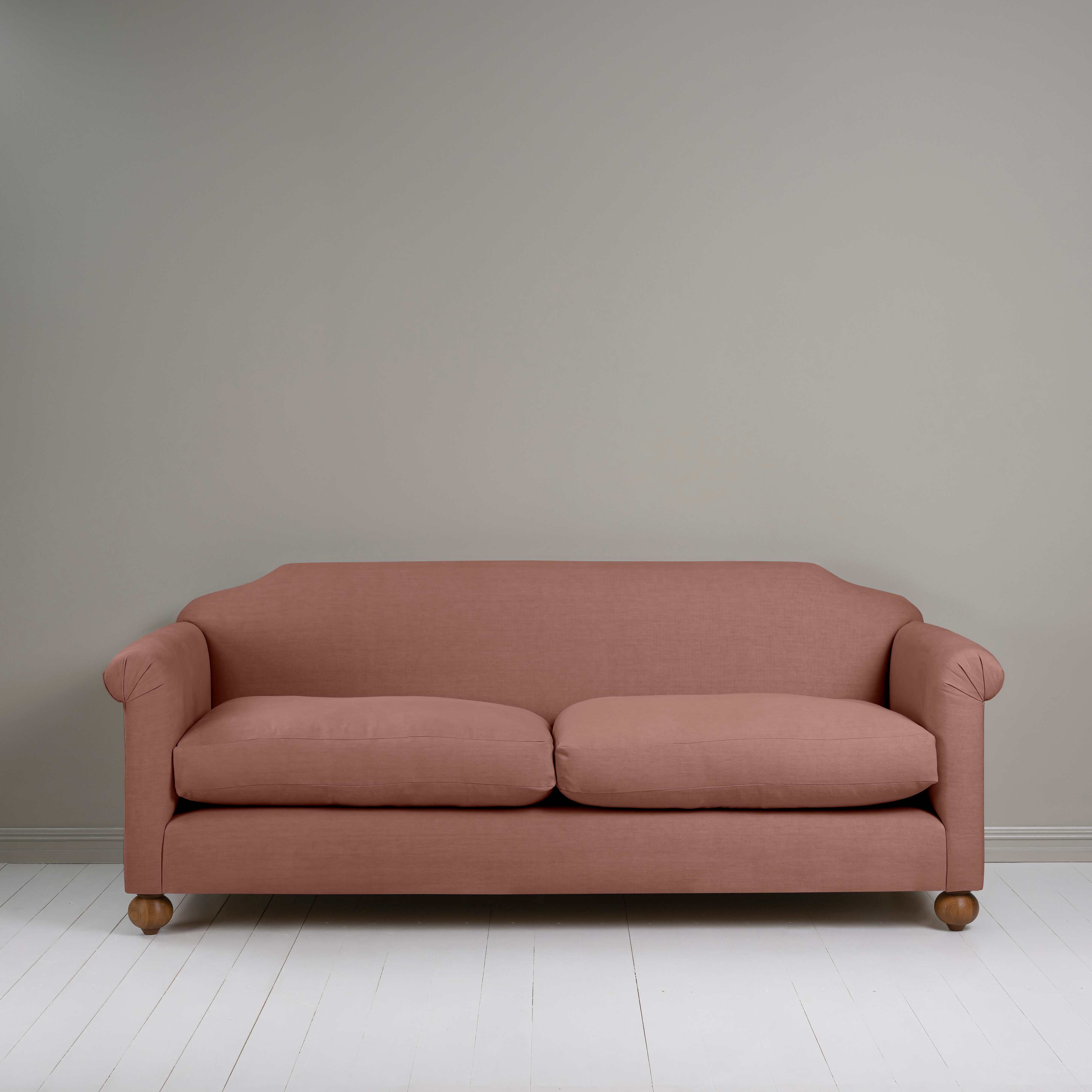 Dolittle 4 seater Sofa in Laidback Linen Sweet Briar, Front View - Nicola Harding
