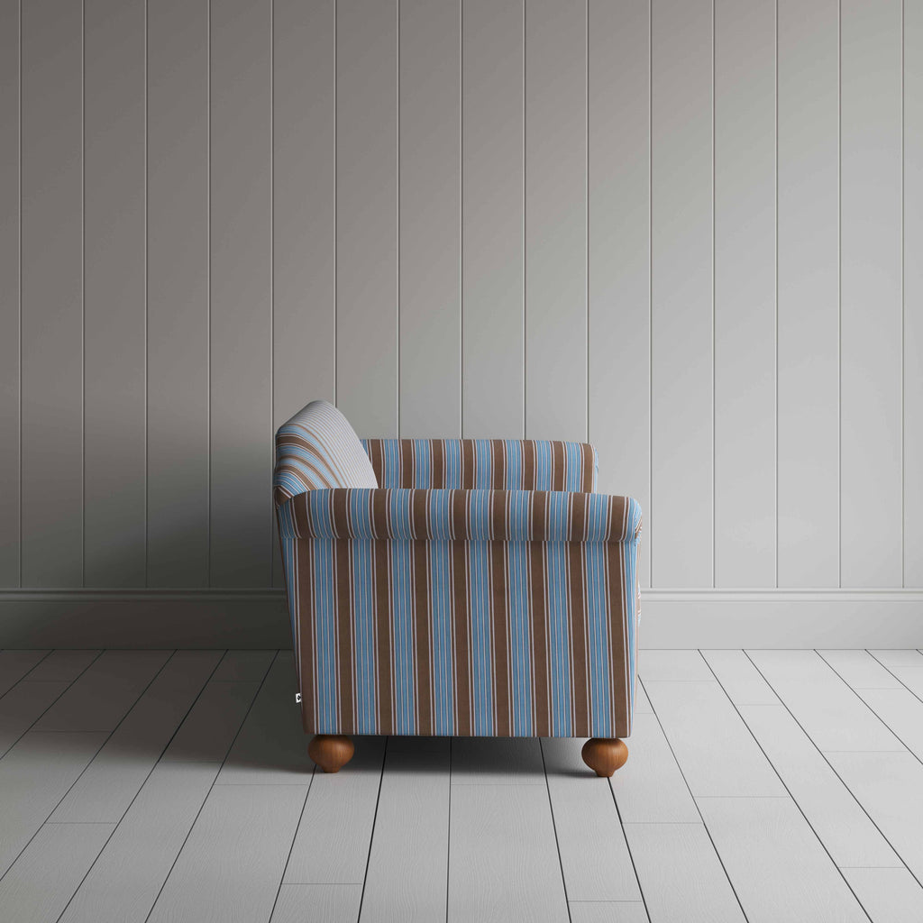 Dolittle 4-Seater Sofa in Regatta Cotton, Blue, Side View - Nicola Harding