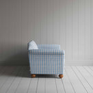Dolittle 4 Seater Sofa in Square Deal Cotton, Blue Brown, Side View - Nicola Harding