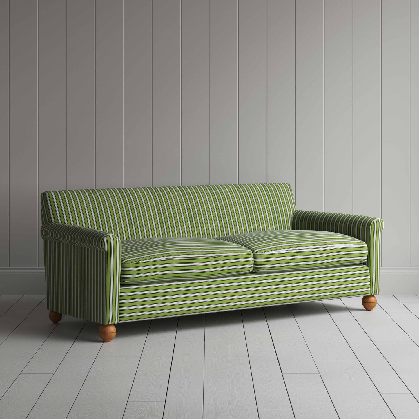 Idler 4 Seater Sofa in Colonnade Cotton, Green and Wine