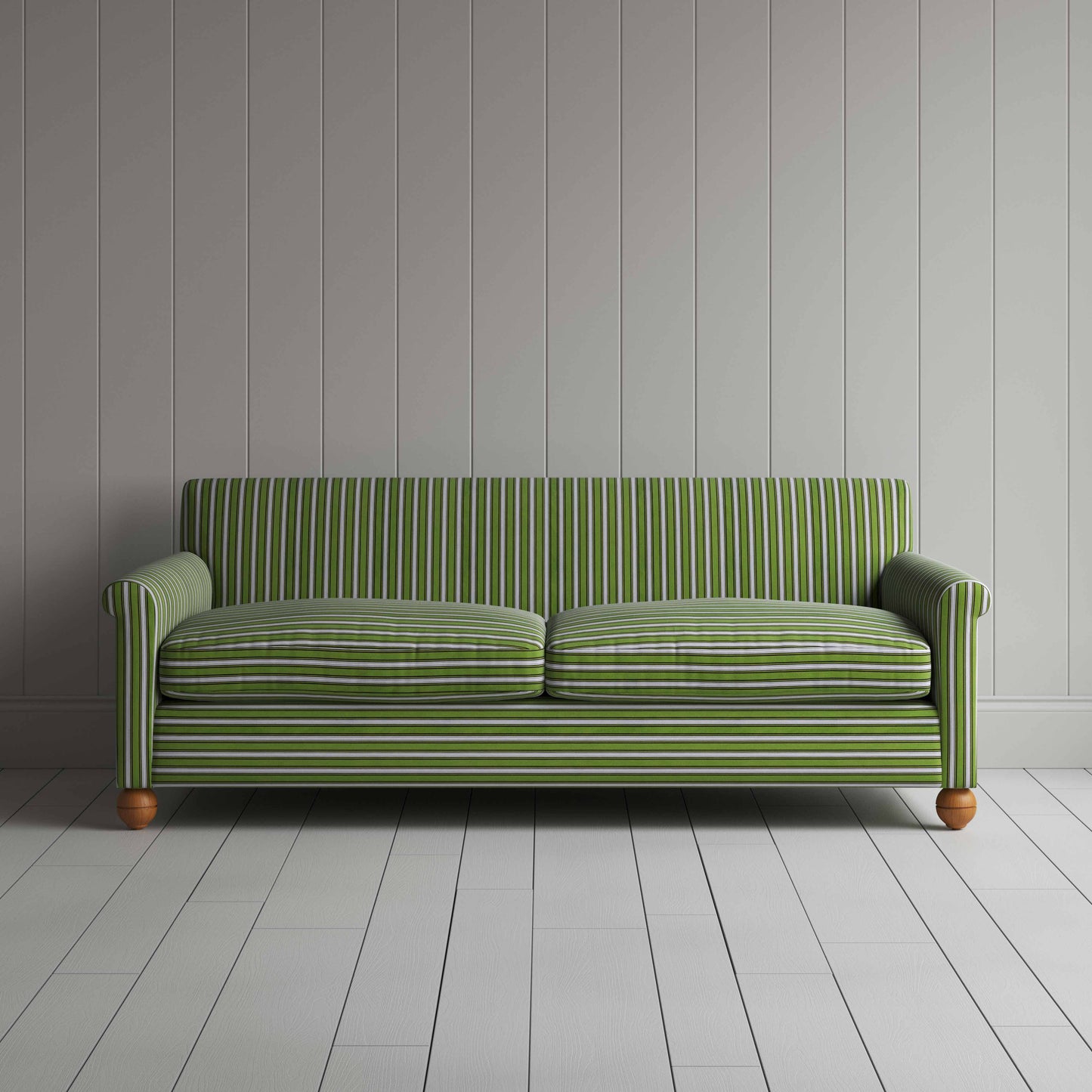 Idler 4 Seater Sofa in Colonnade Cotton, Green and Wine