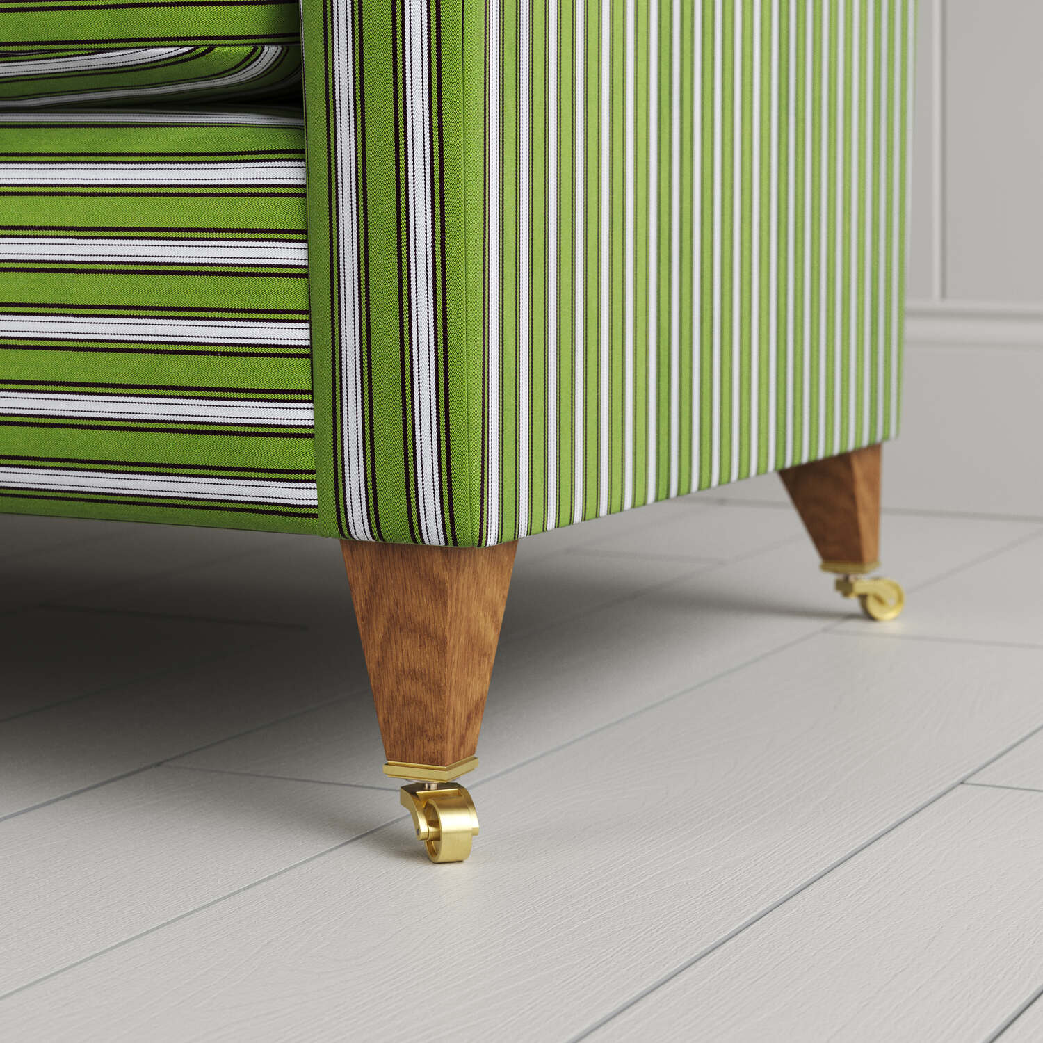 Idler Big Love Seat close-up detail of the solid timber feet and caster by NiX.