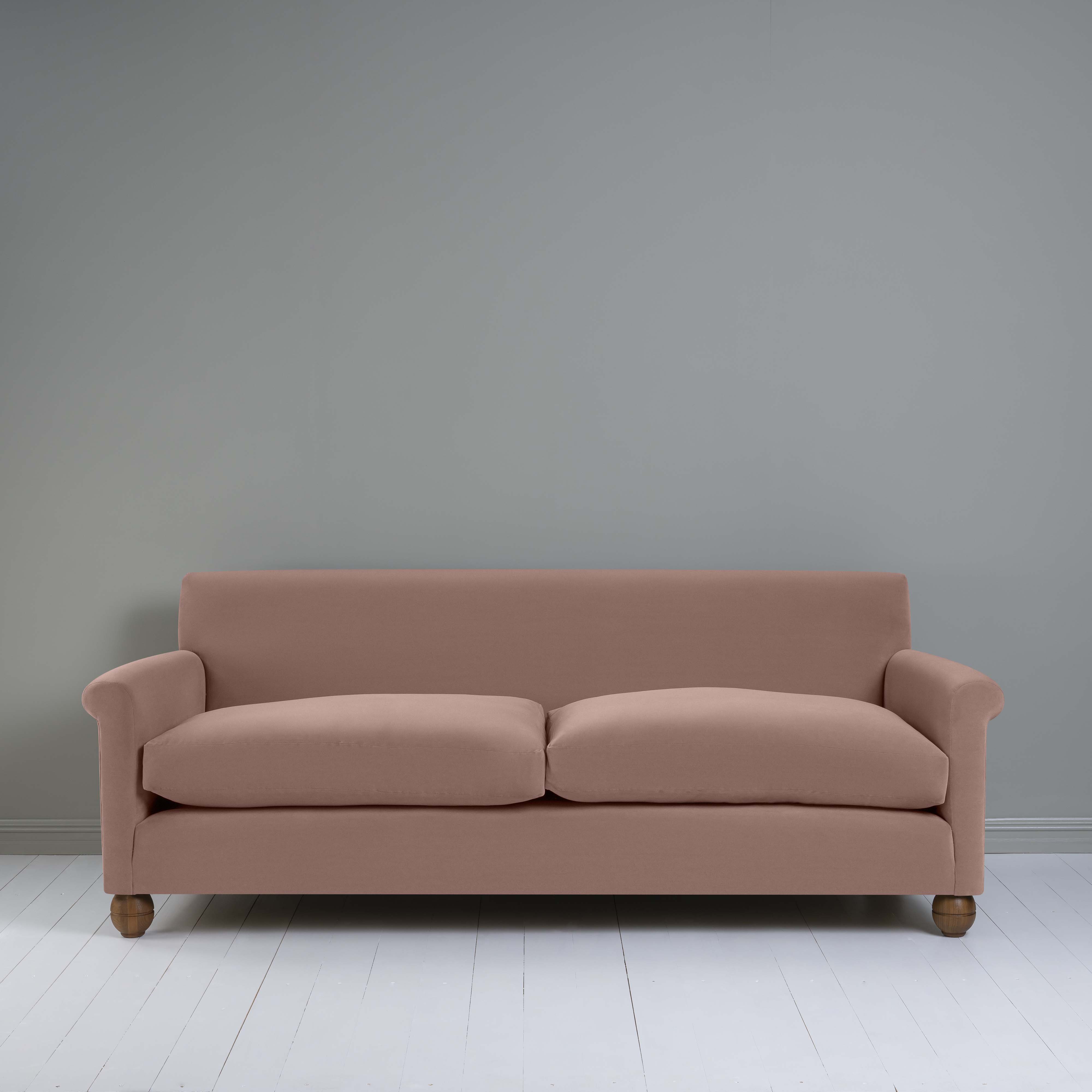 Idler 4 seater sofa in Intelligent Velvet Dusky Pink - Nicola Harding