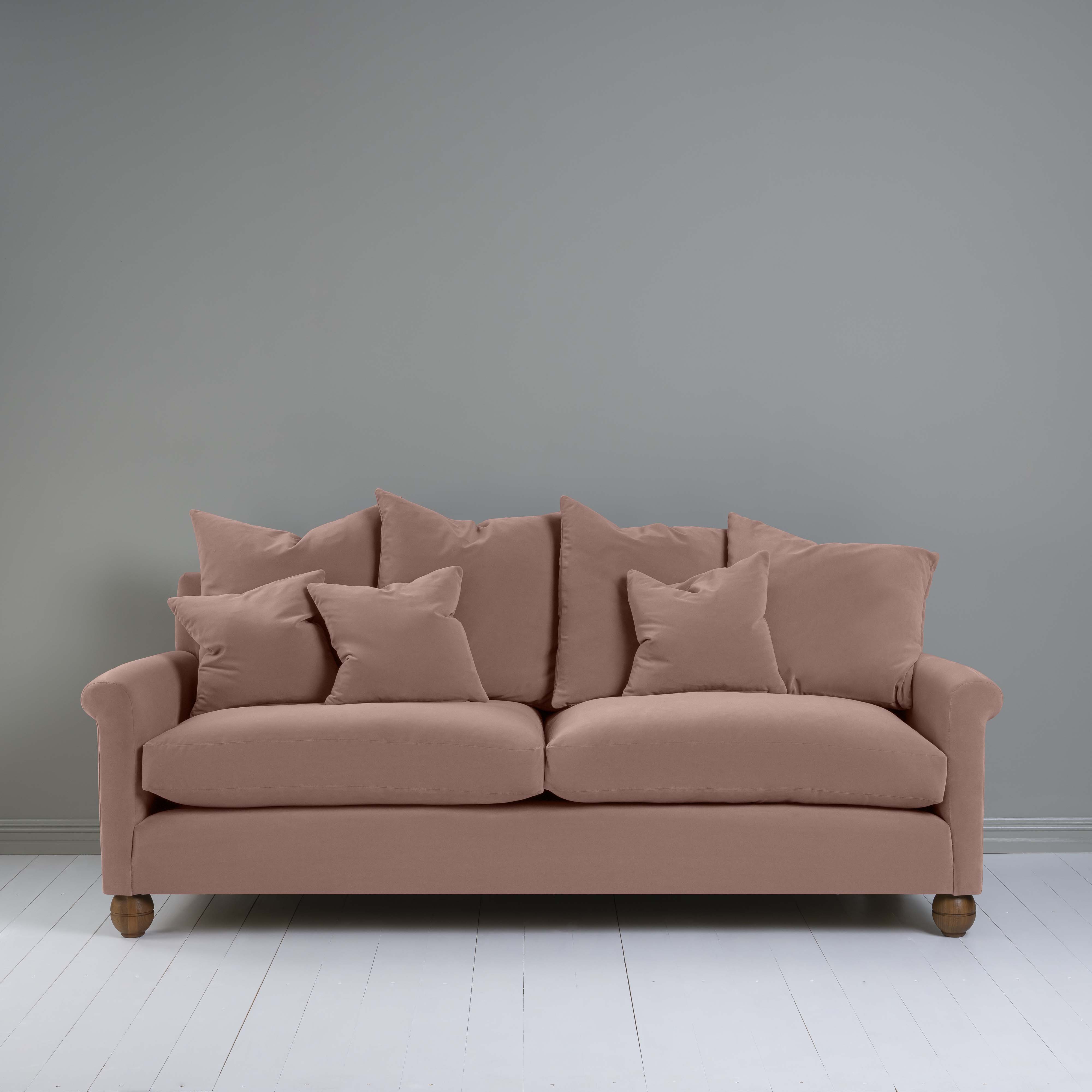Idler 4 seater sofa in Intelligent Velvet Dusky Pink - Nicola Harding