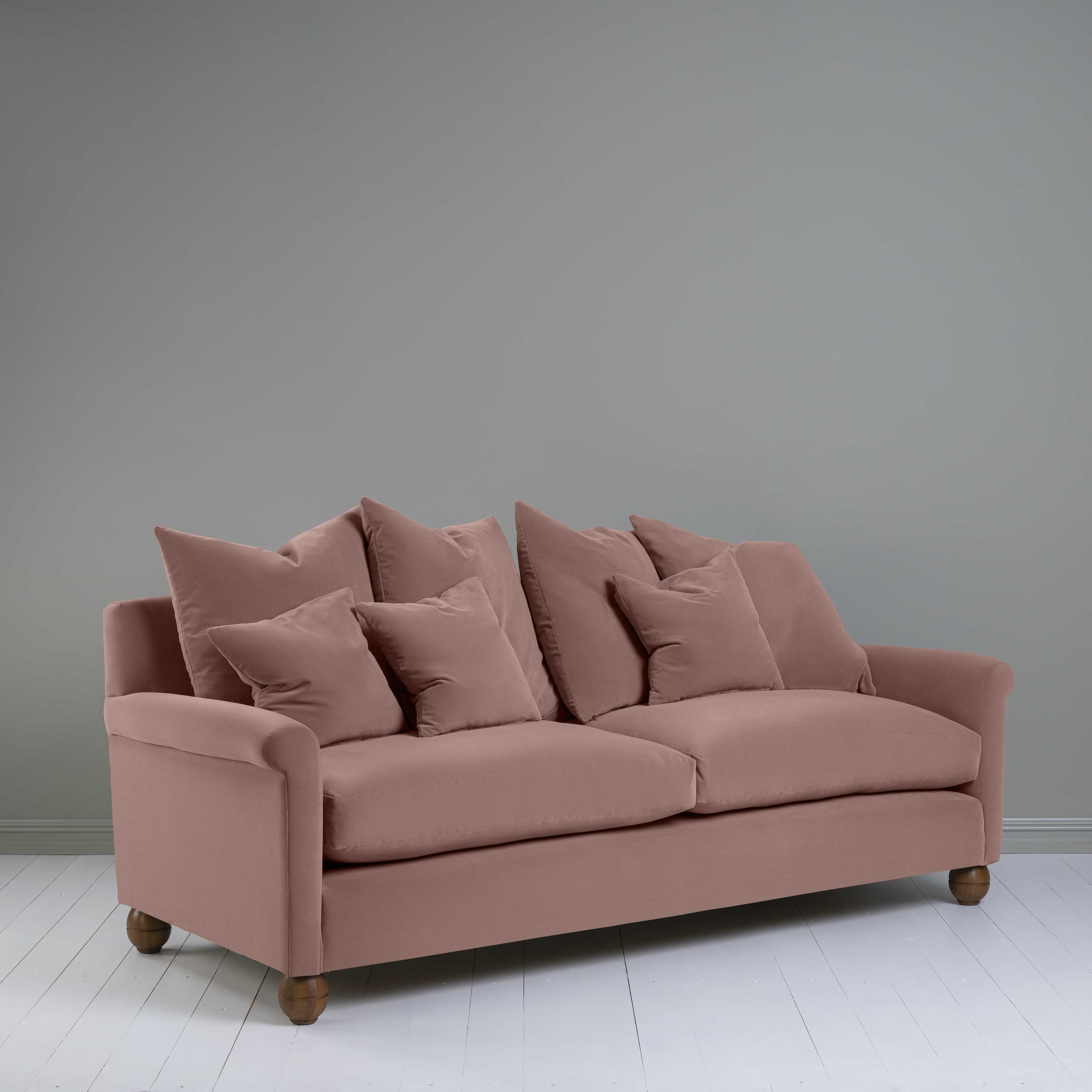Idler 4 seater sofa in Intelligent Velvet Dusky Pink - Nicola Harding