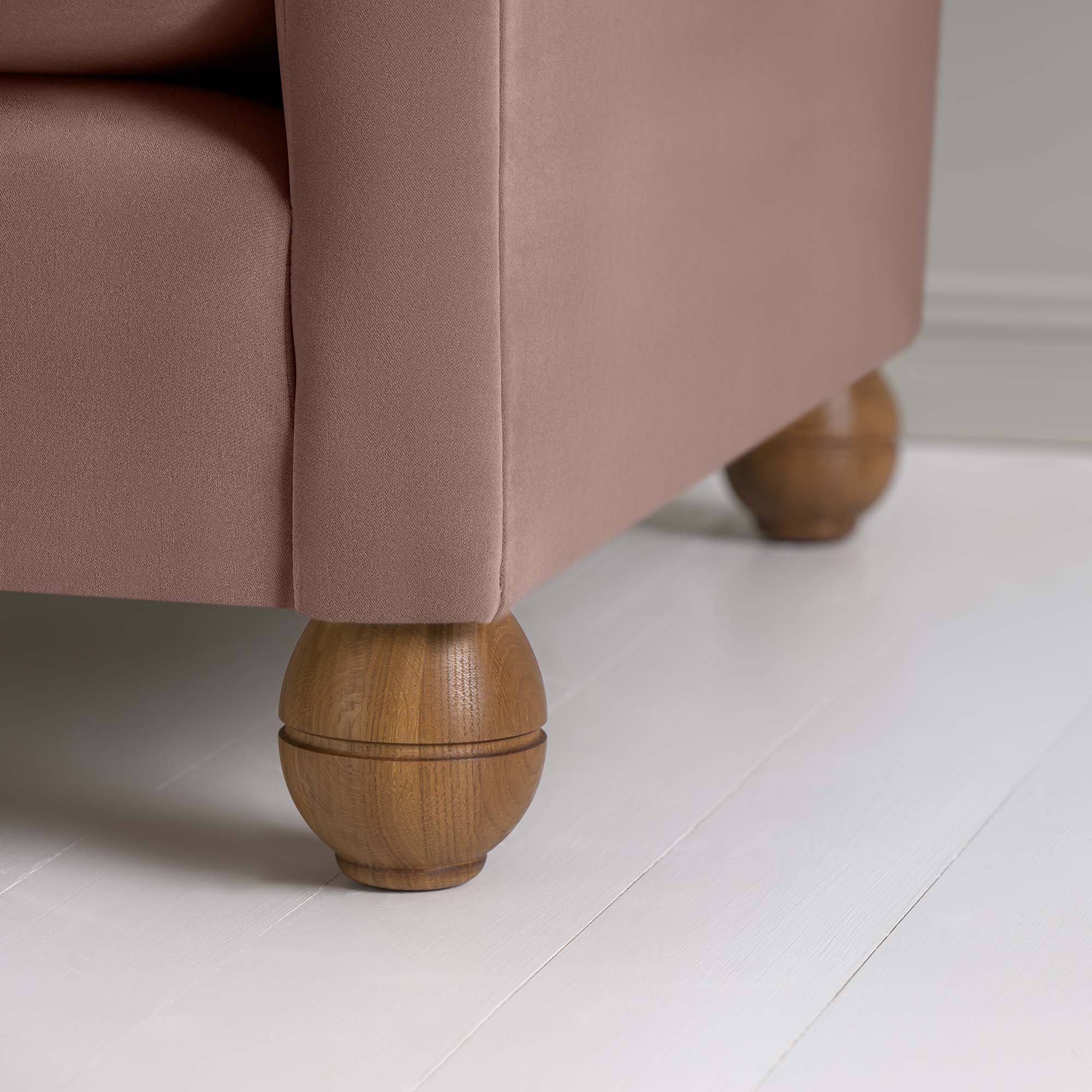 Idler 4 seater sofa in Intelligent Velvet Dusky Pink - Nicola Harding