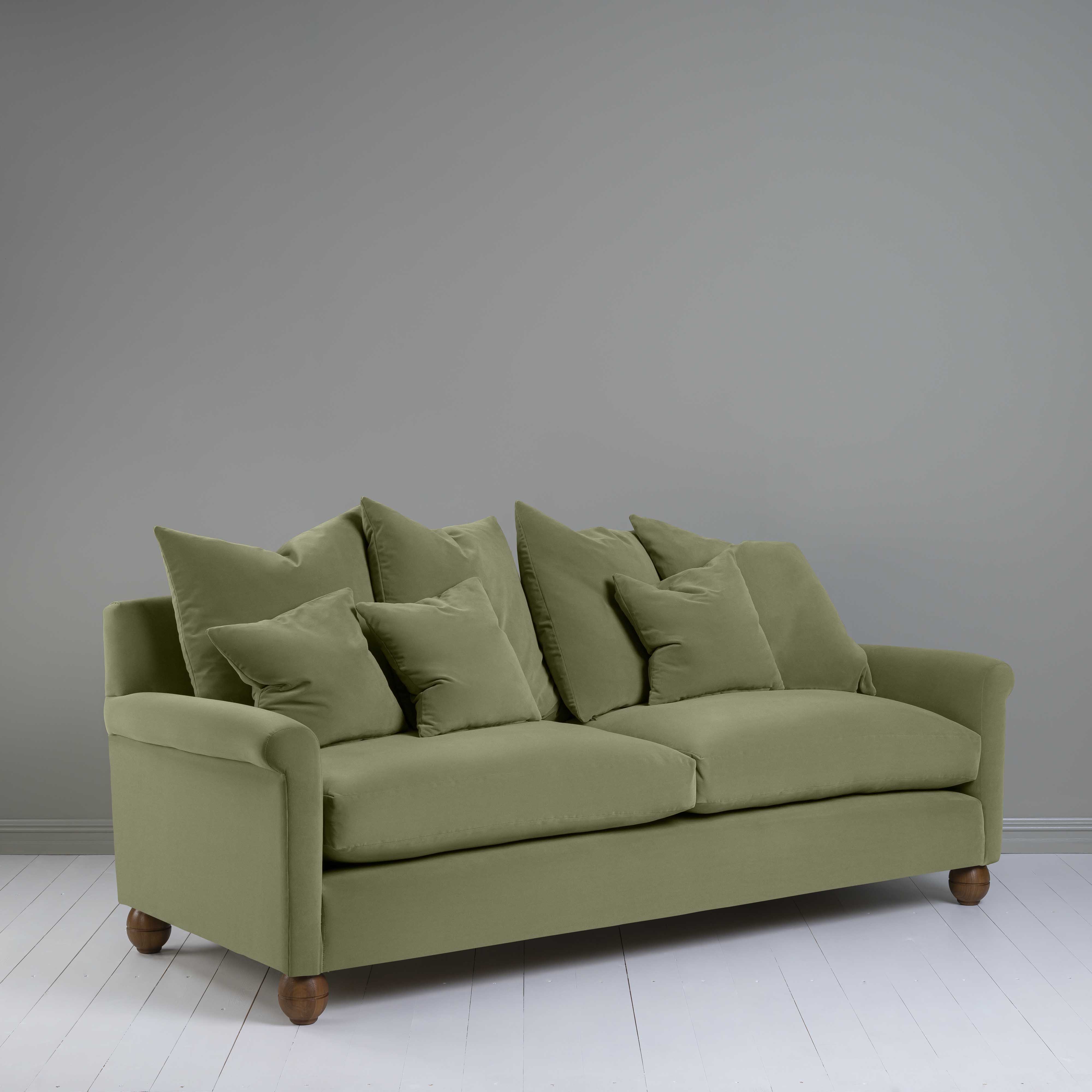 Idler 4 seater sofa in Intelligent Velvet Green Tea - Nicola Harding