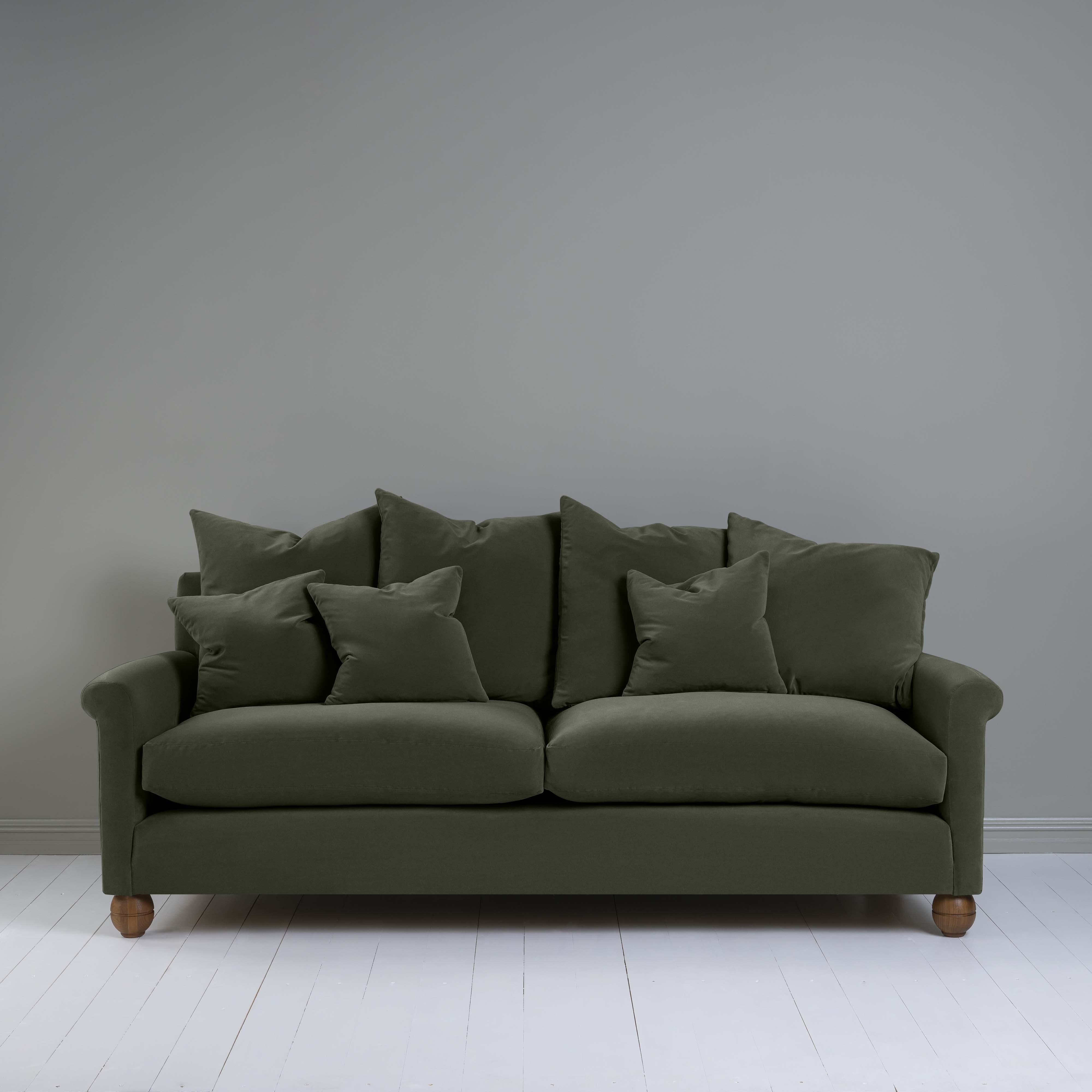 Idler 4 seater sofa in Intelligent Velvet Seaweed - Nicola Harding