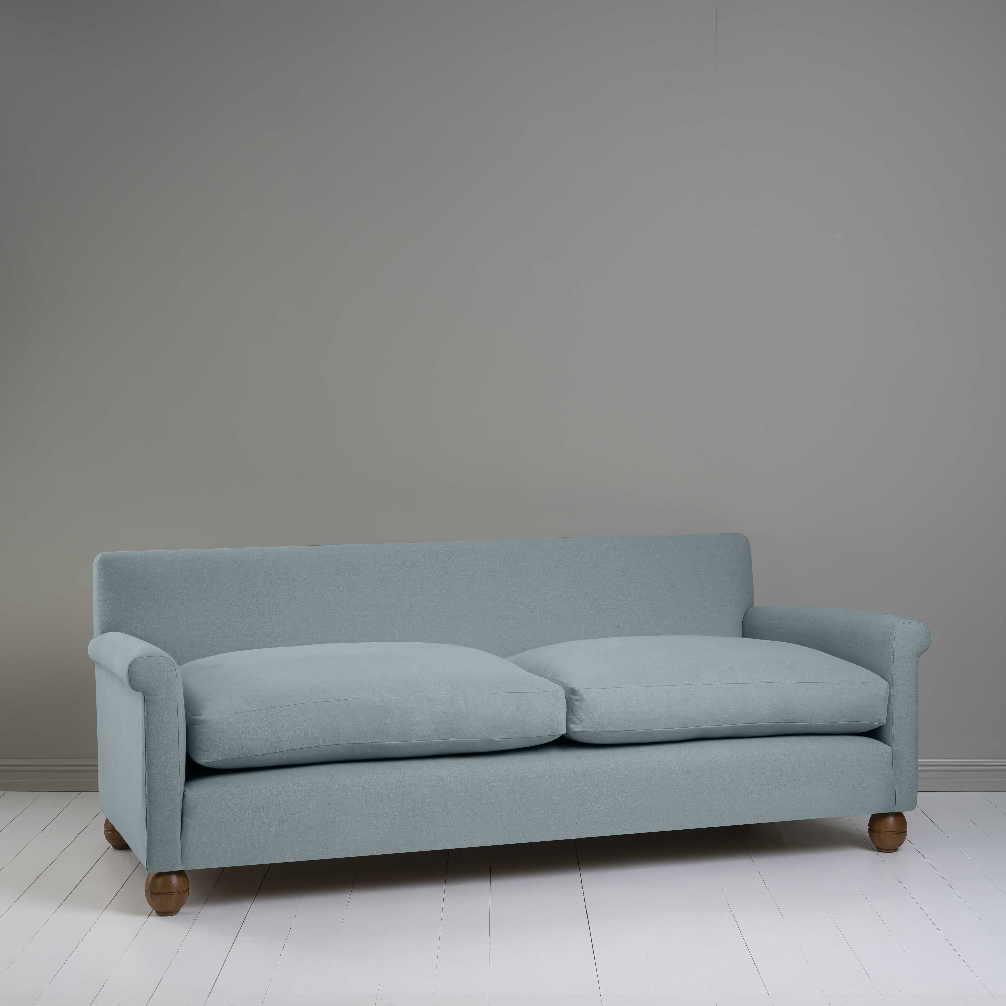 Idler 4 seater sofa in Laidback Linen Cerulean - Nicola Harding