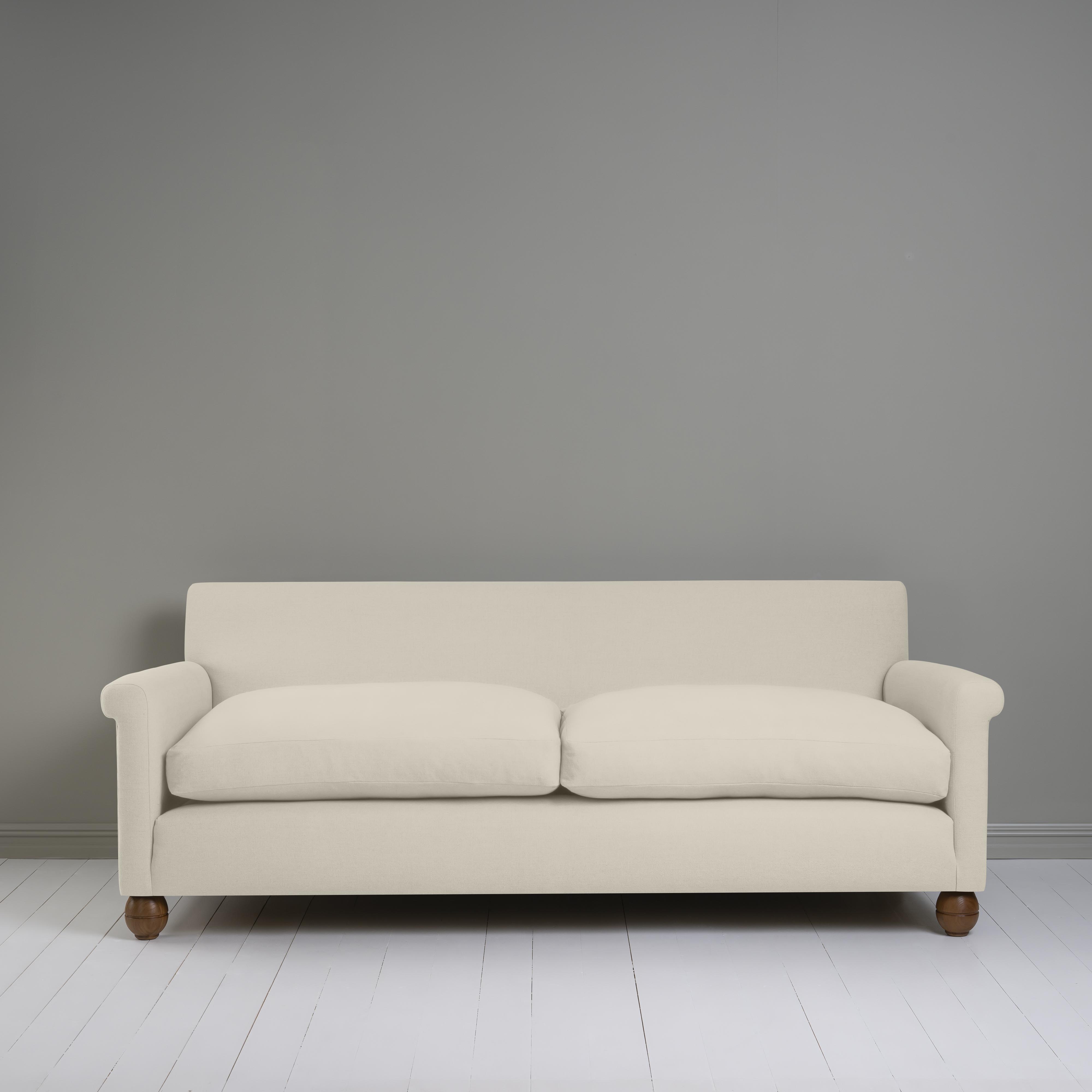 Idler 4 seater sofa in Laidback Linen Dove Front View - Nicola Harding