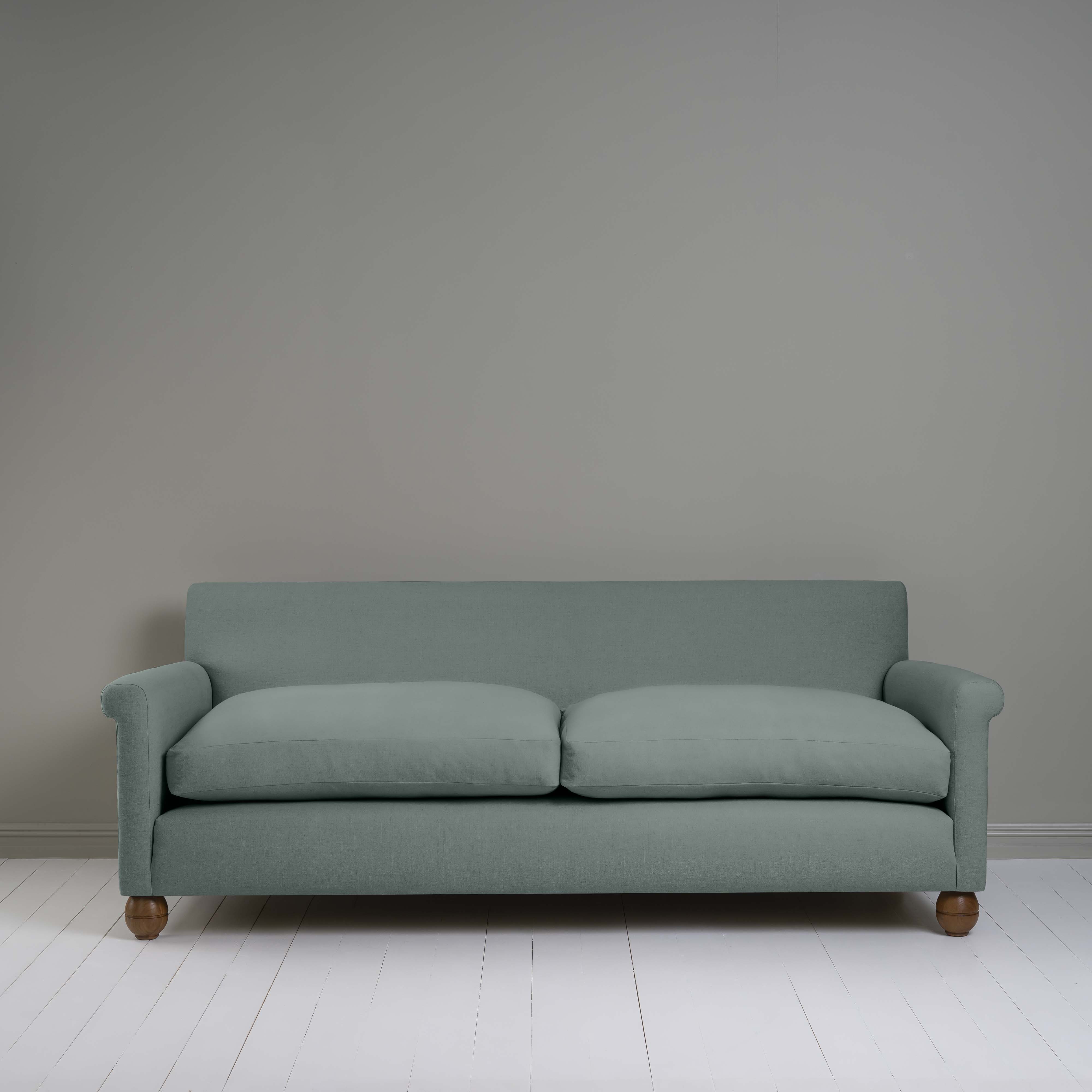 Front View of 4 seater sofa in Laidback Linen Mineral - Nicola Harding & Co.
