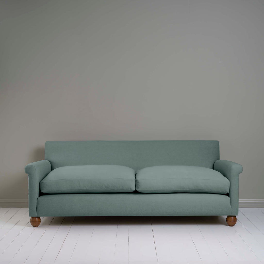 Front View of 4 seater sofa in Laidback Linen Mineral - Nicola Harding & Co.