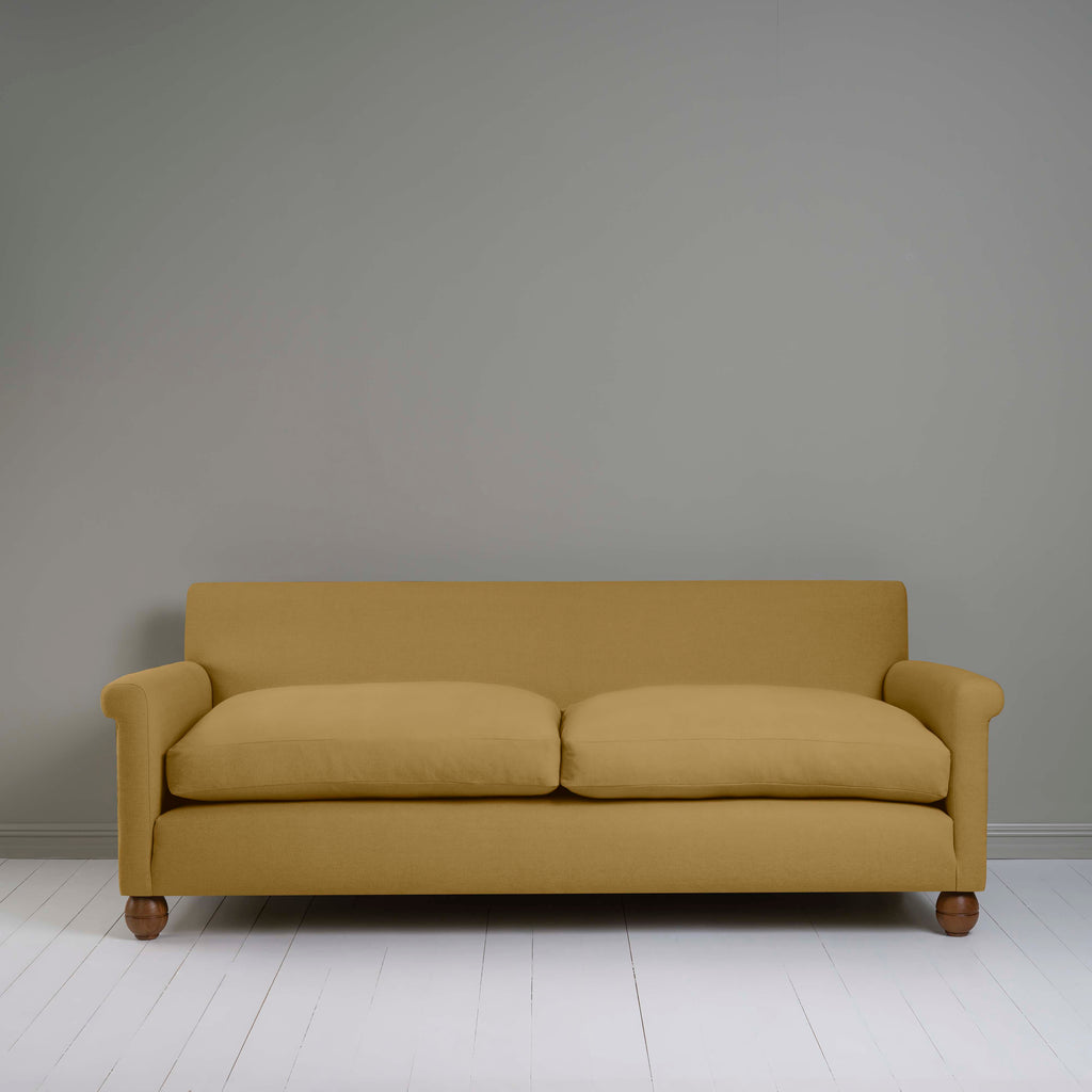 Front View of 4 seater sofa in Laidback Linen Ochre - Nicola Harding & Co.