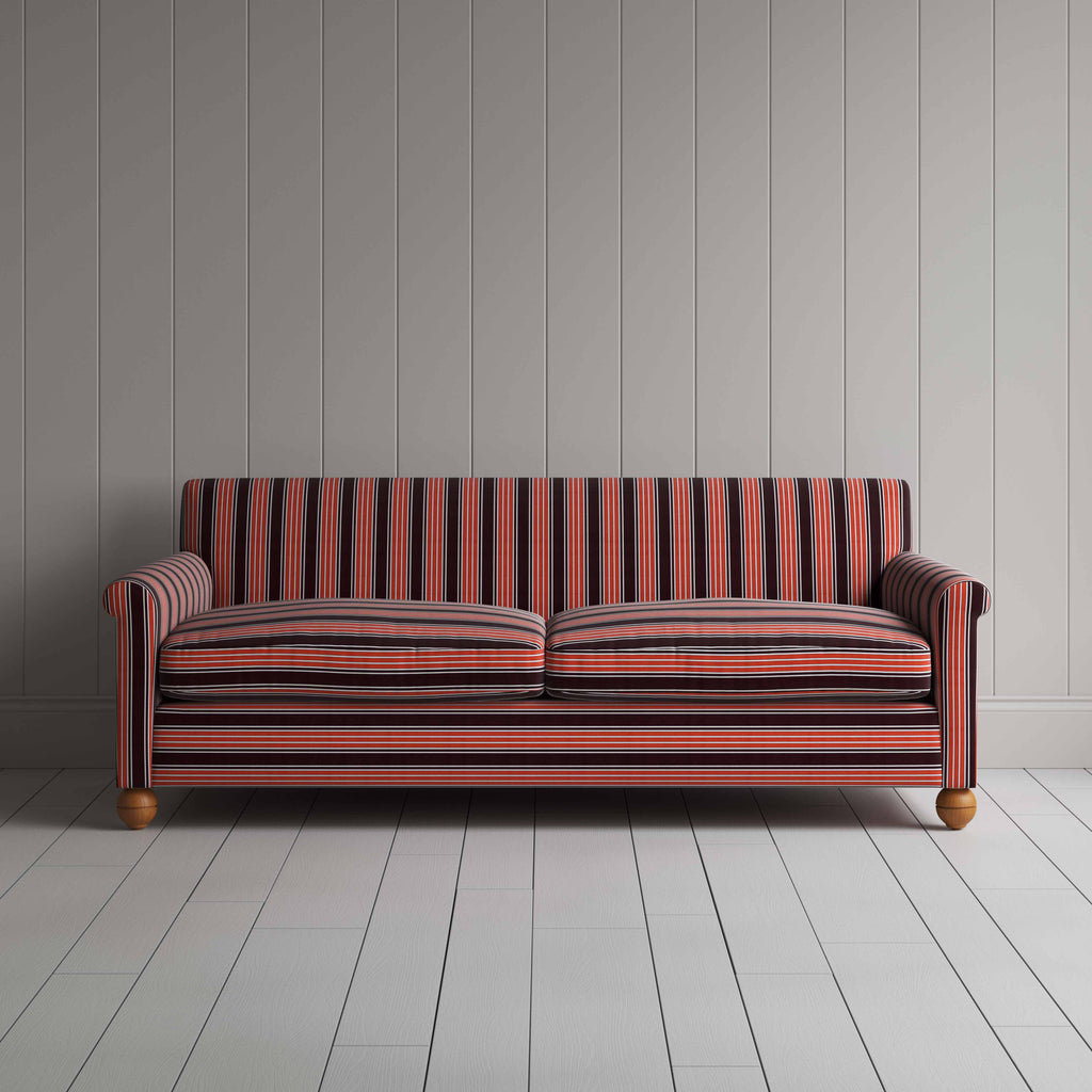 Front View of Idler 4 Seater Sofa in Regatta Cotton, Flame - Nicola Harding