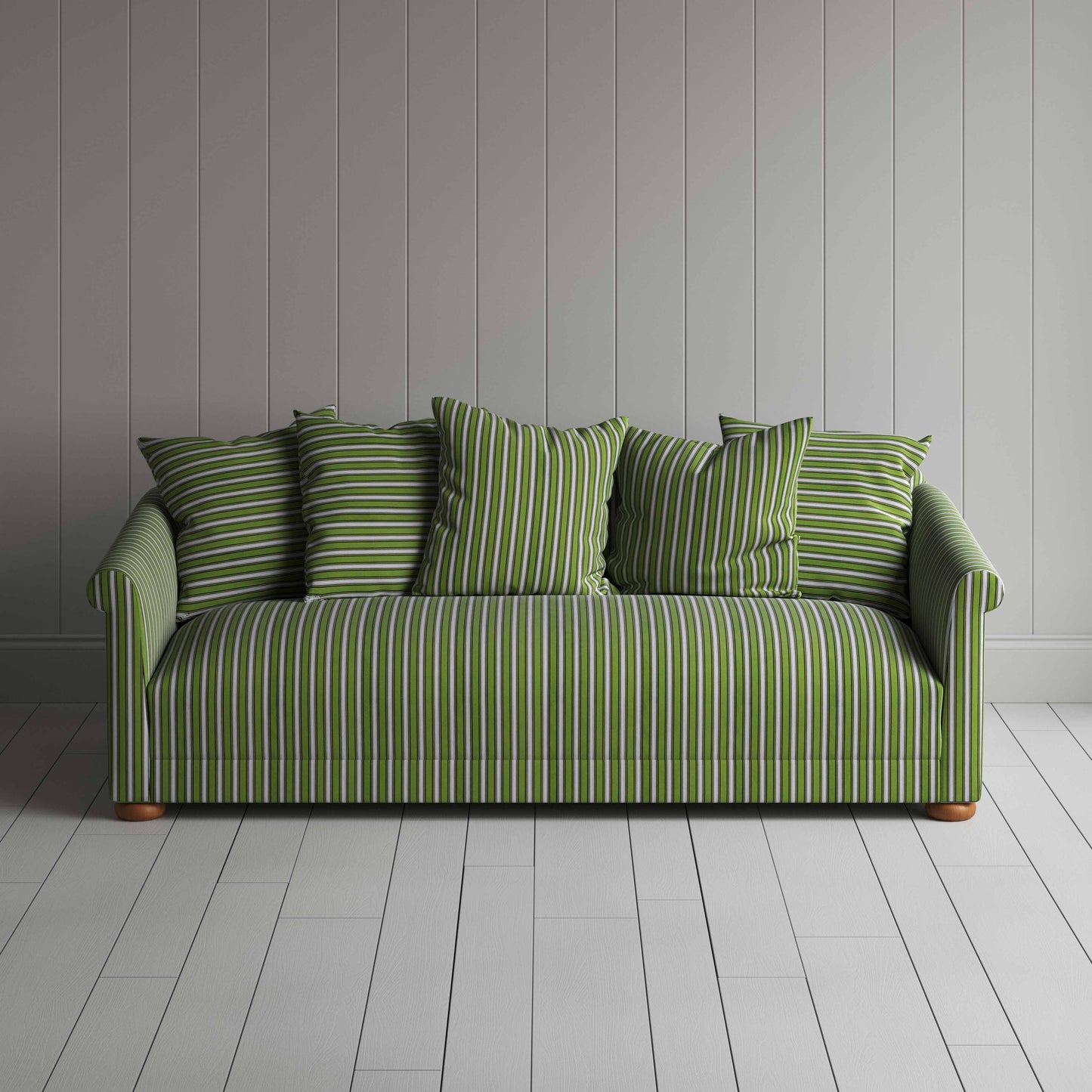 More the Merrier 4 Seater Sofa in Colonnade Cotton, Green and Wine