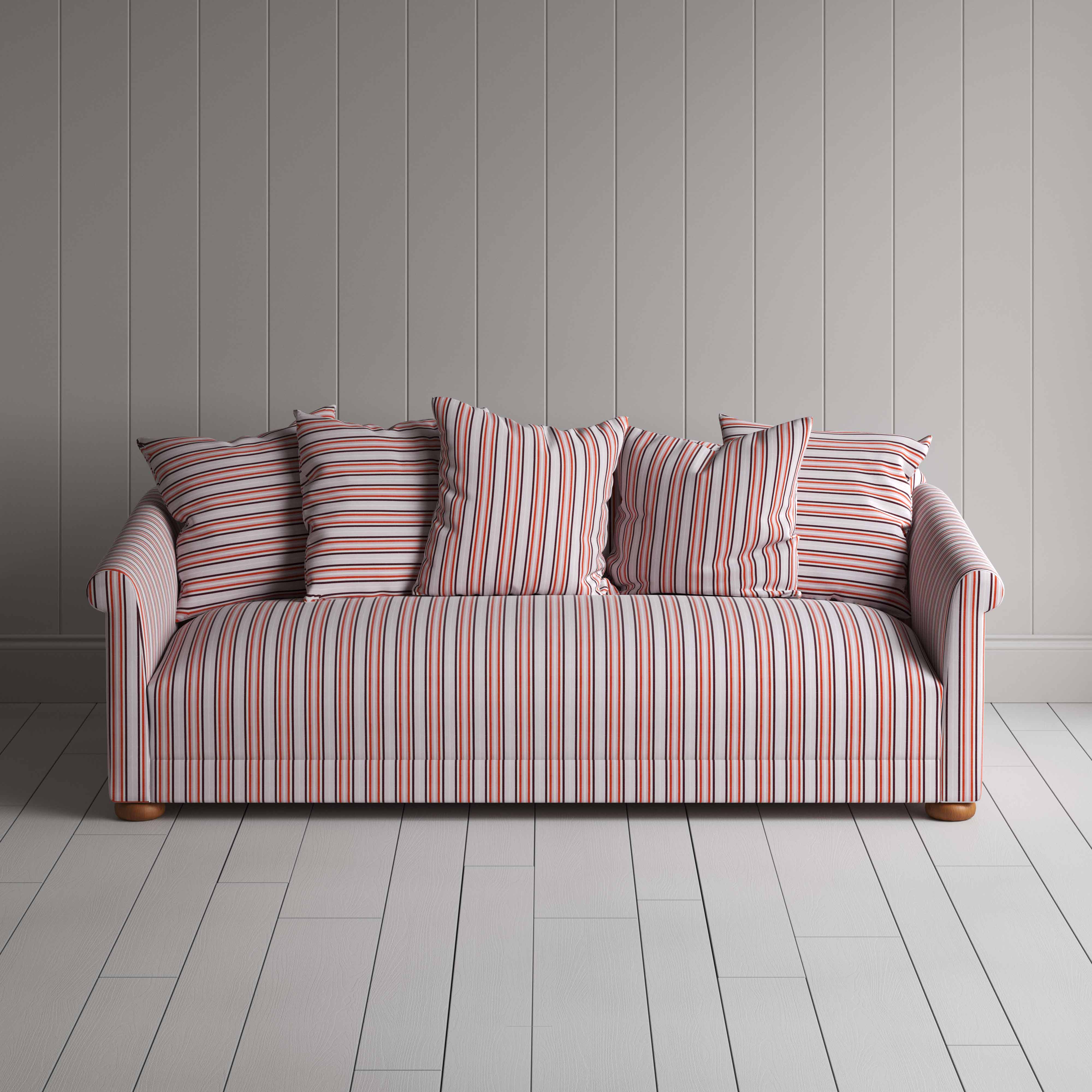  More the Merrier 4 Seater Sofa in Slow Lane Cotton Linen, Berry 