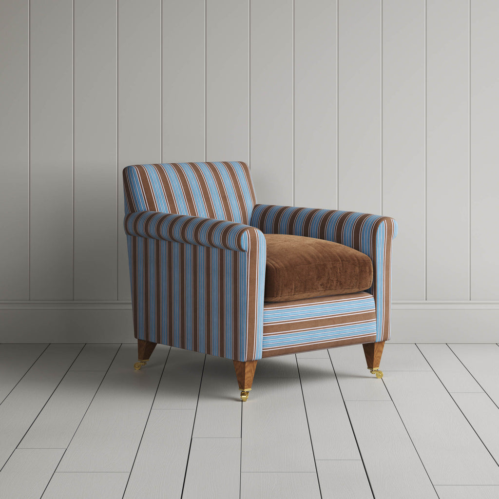 Idler Armchair in Regatta Blue Frame and Classic Corduroy Tobacco Seat